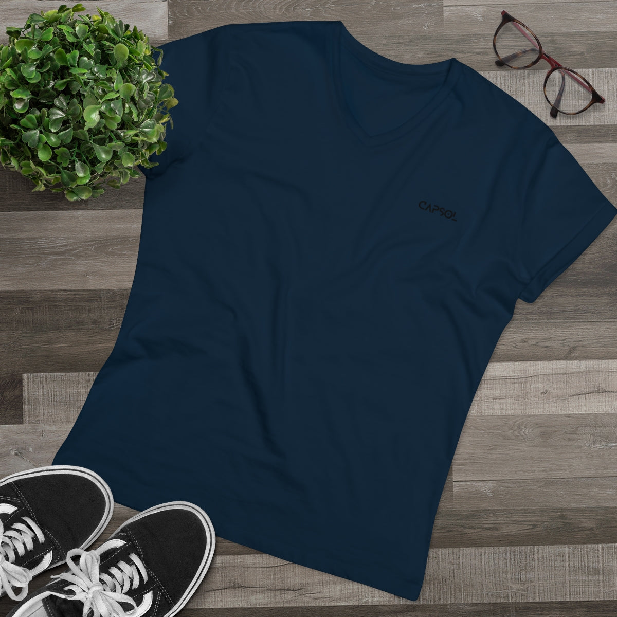 CapSol (front left) - black text - Men’s Presenter V-neck
