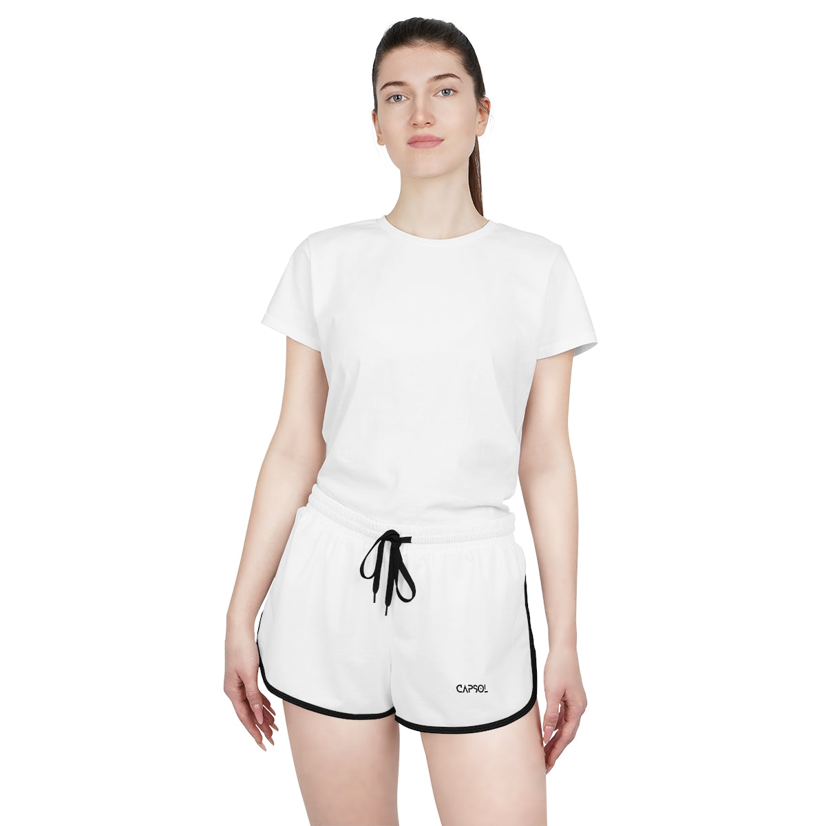 CapSol (front left) - black text - Women's Relaxed Shorts (AOP)
