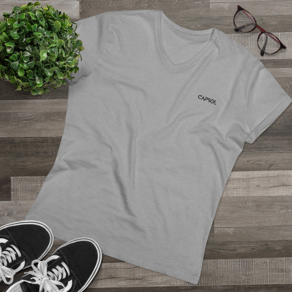 CapSol (front left) - black text - Men’s Presenter V-neck