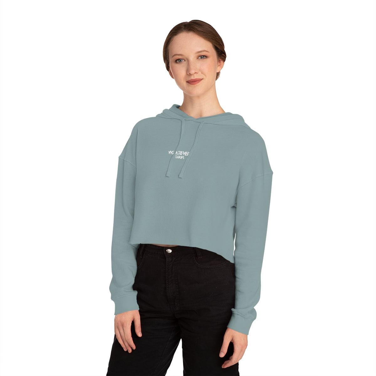Whatever it takes (front) - white/pink - Women’s Cropped Hooded Sweatshirt INDEPENDENT