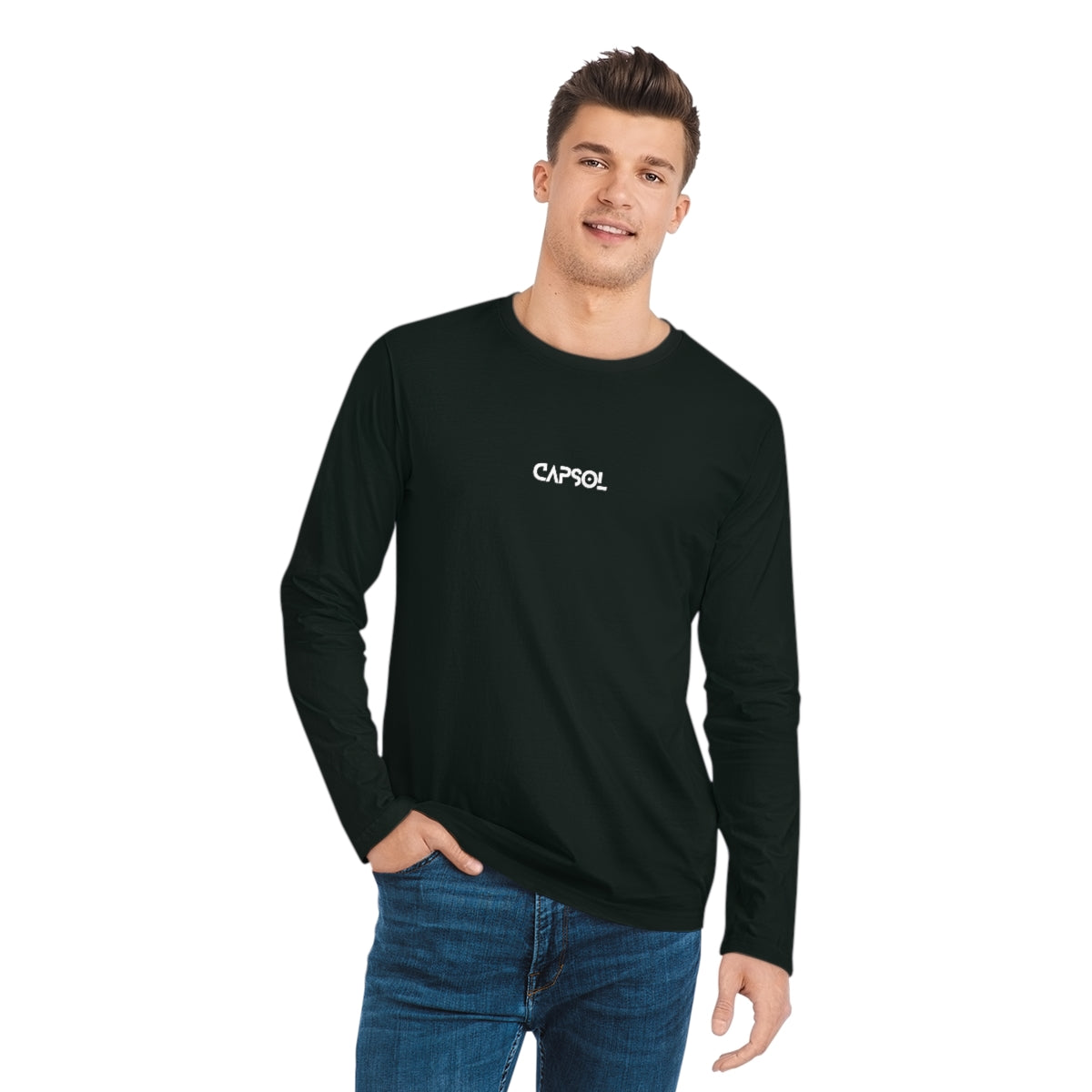CapSol (front) - black text - Men's Organic Sparker Long Sleeve Shirt
