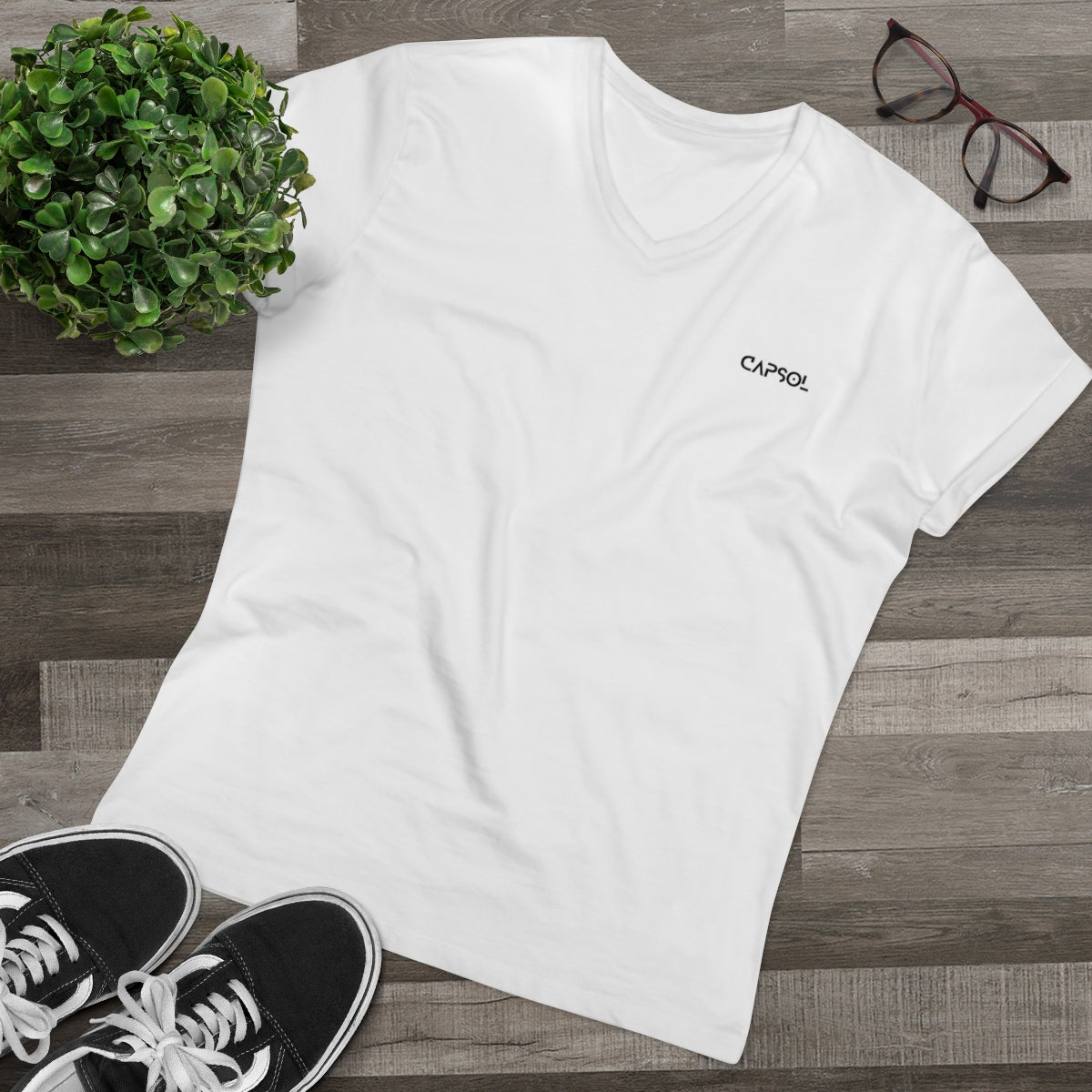 CapSol (front left) - black text - Men’s Presenter V-neck
