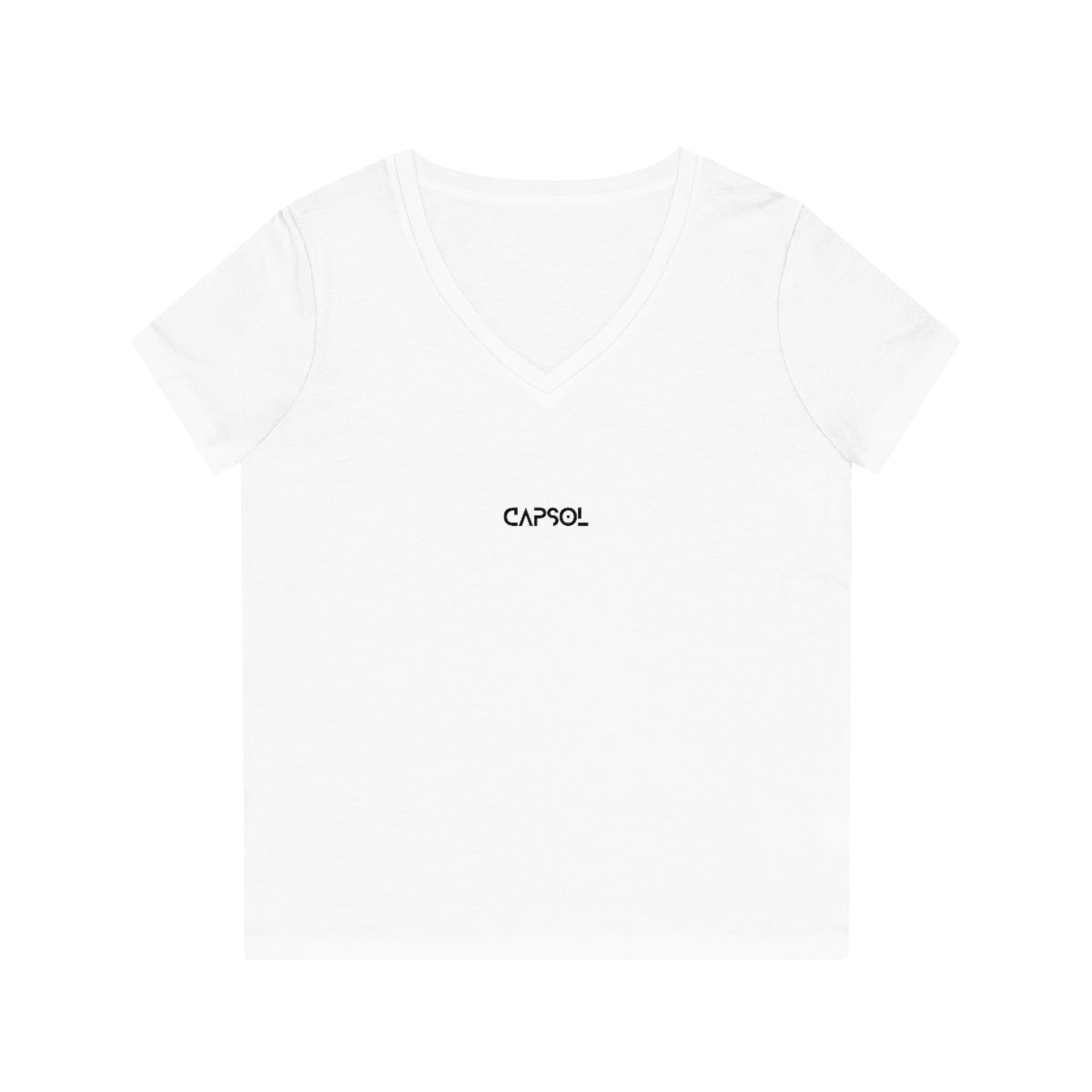 CapSol (front) - white text - Women's Evoker V-Neck T-Shirt