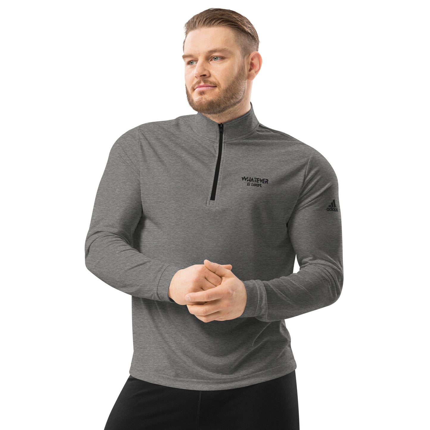 Whatever it takes (front) - black thread - Quarter zip pullover - ADIDAS