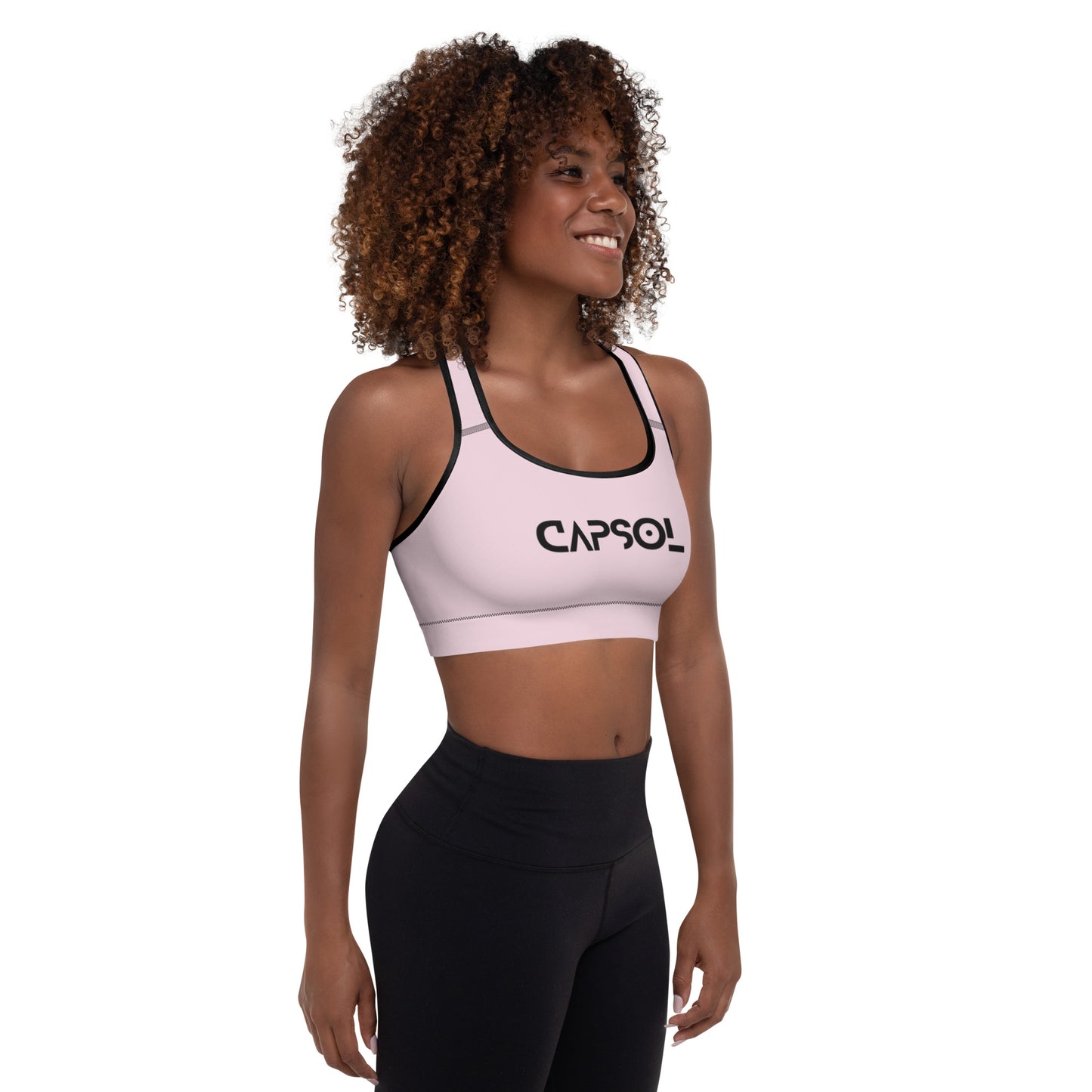 Pink Lace - CapSol (front) / Whatever it takes (back) - black text - Padded Sports Bra