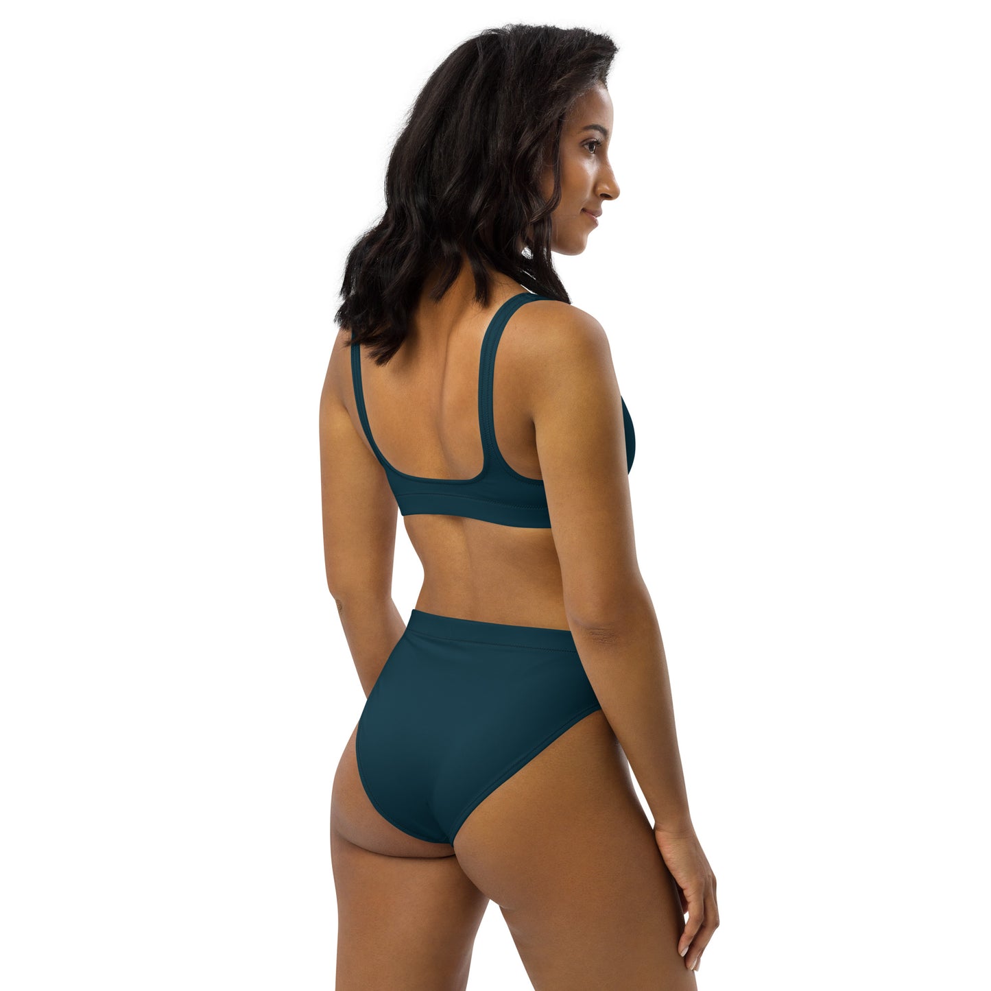 Blue Whale - front left - white text - high-waisted bikini