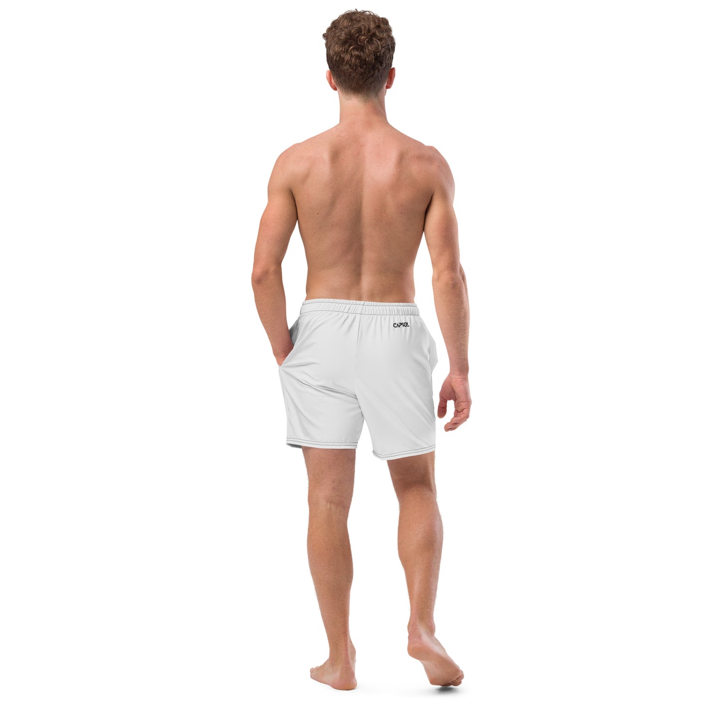 Whisper - black text - Swim trunks
