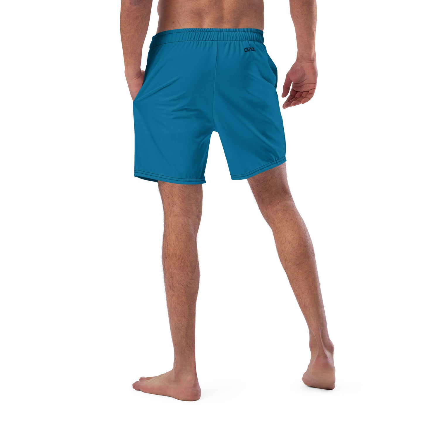 Cerulean - black text - Swim trunks