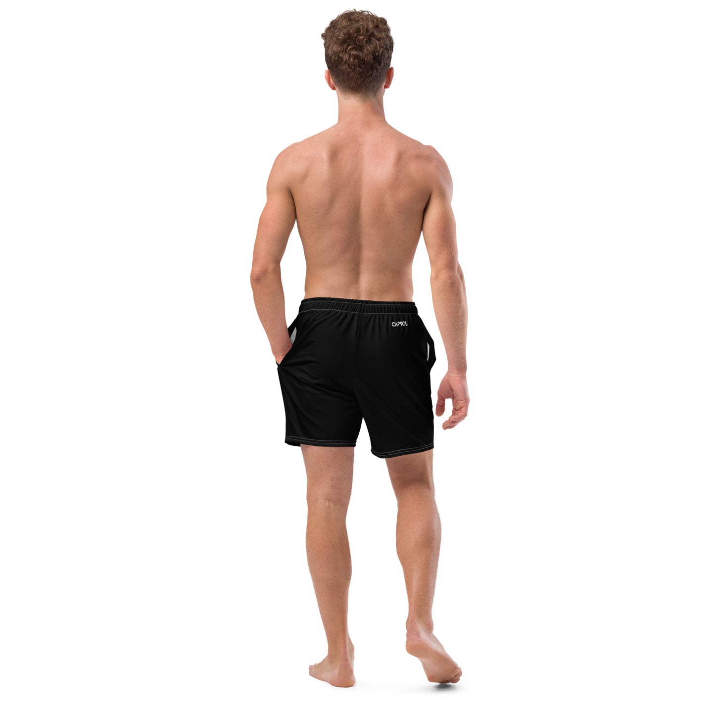 Black - white text - Swim trunks