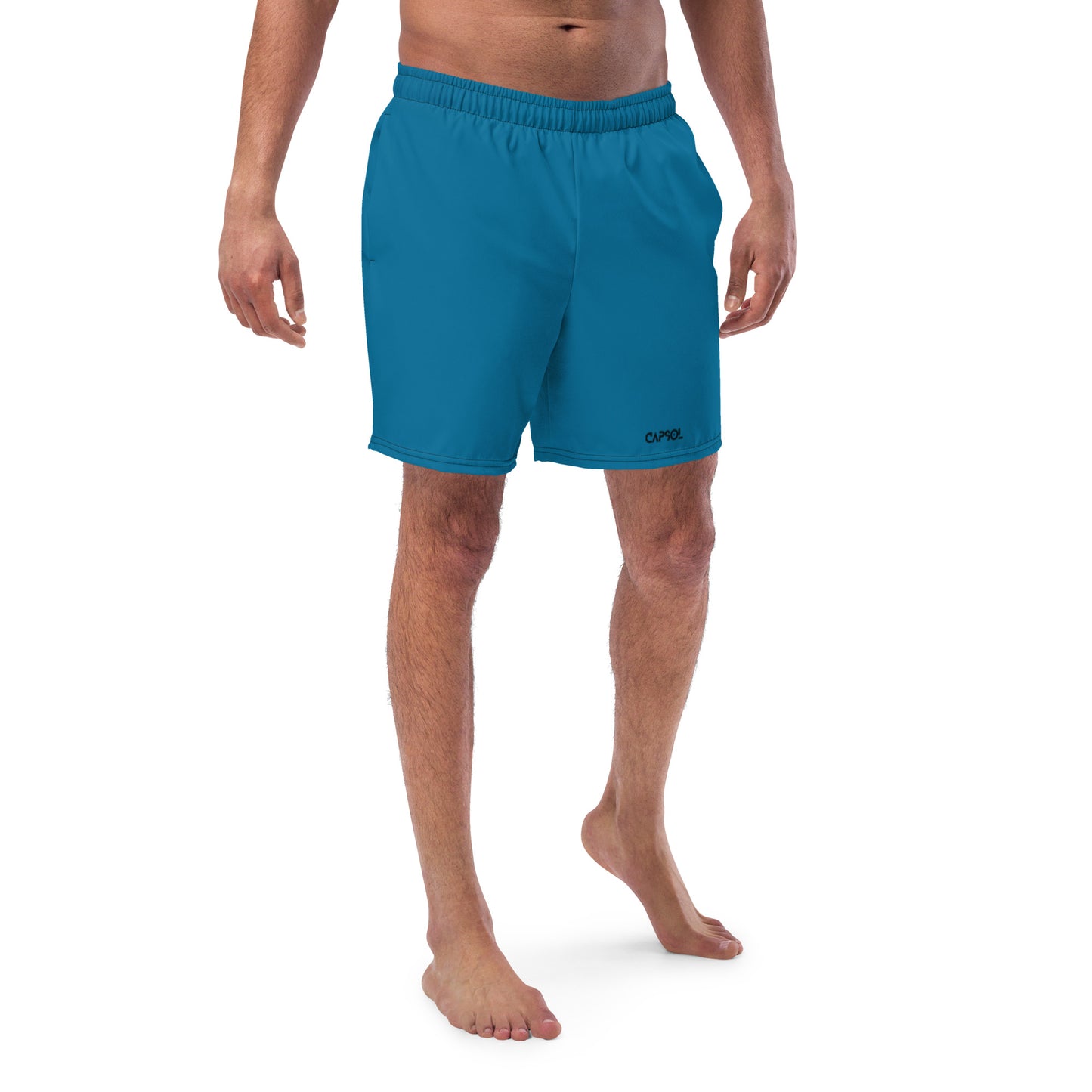 Cerulean - black text - Swim trunks