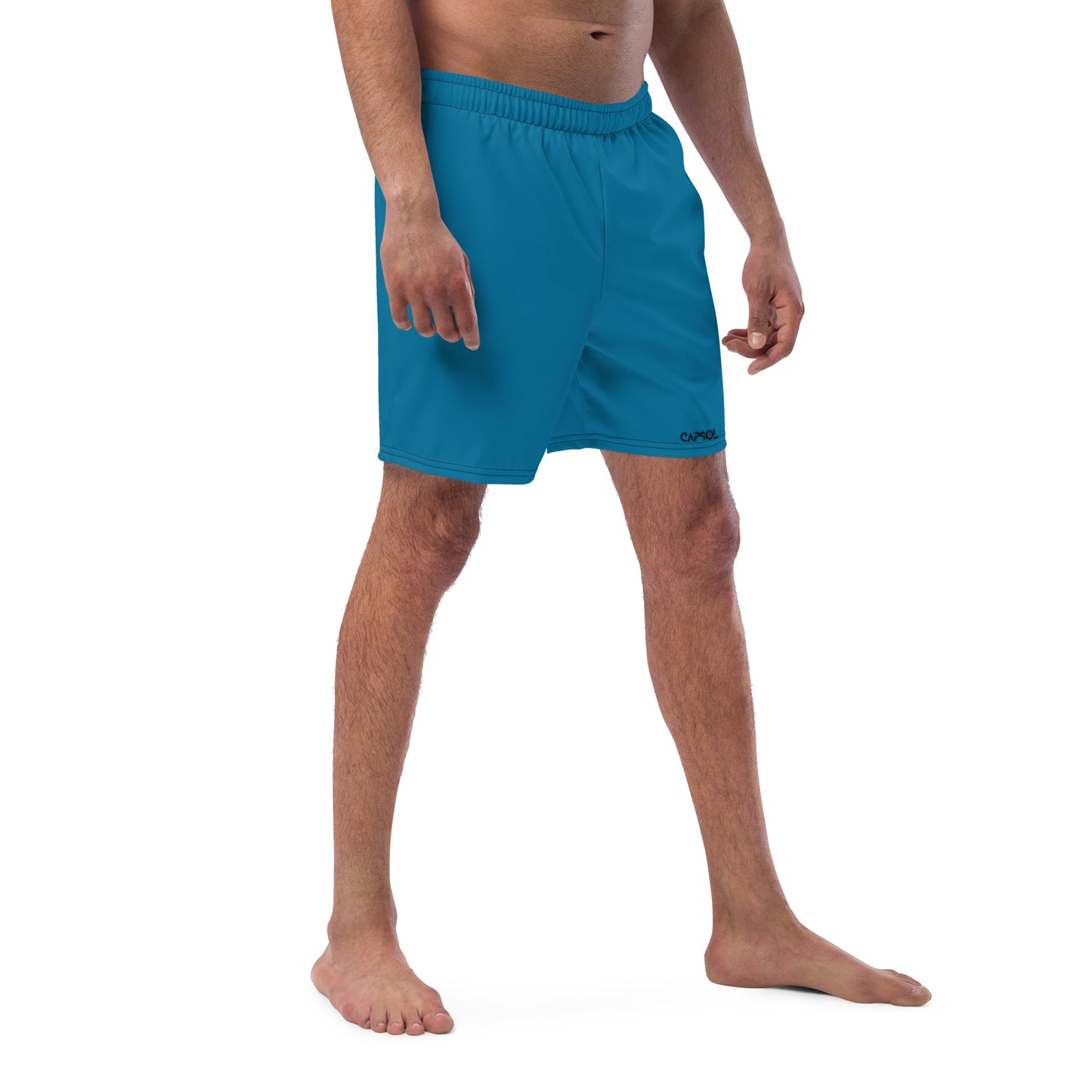 Cerulean - black text - Swim trunks