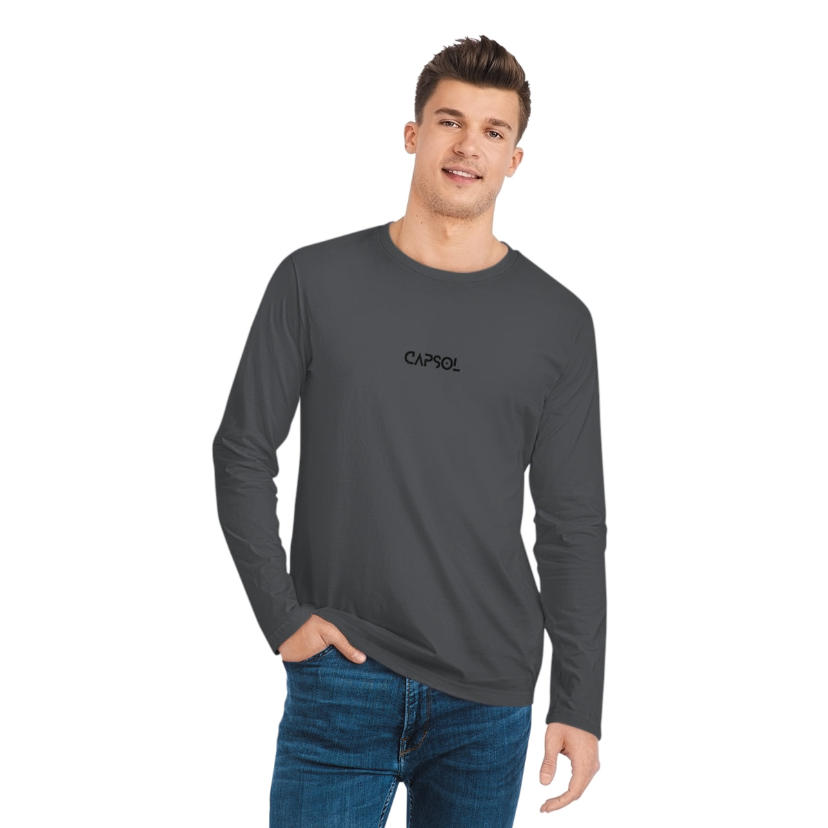 CapSol (front) - black text - Men's Organic Sparker Long Sleeve Shirt