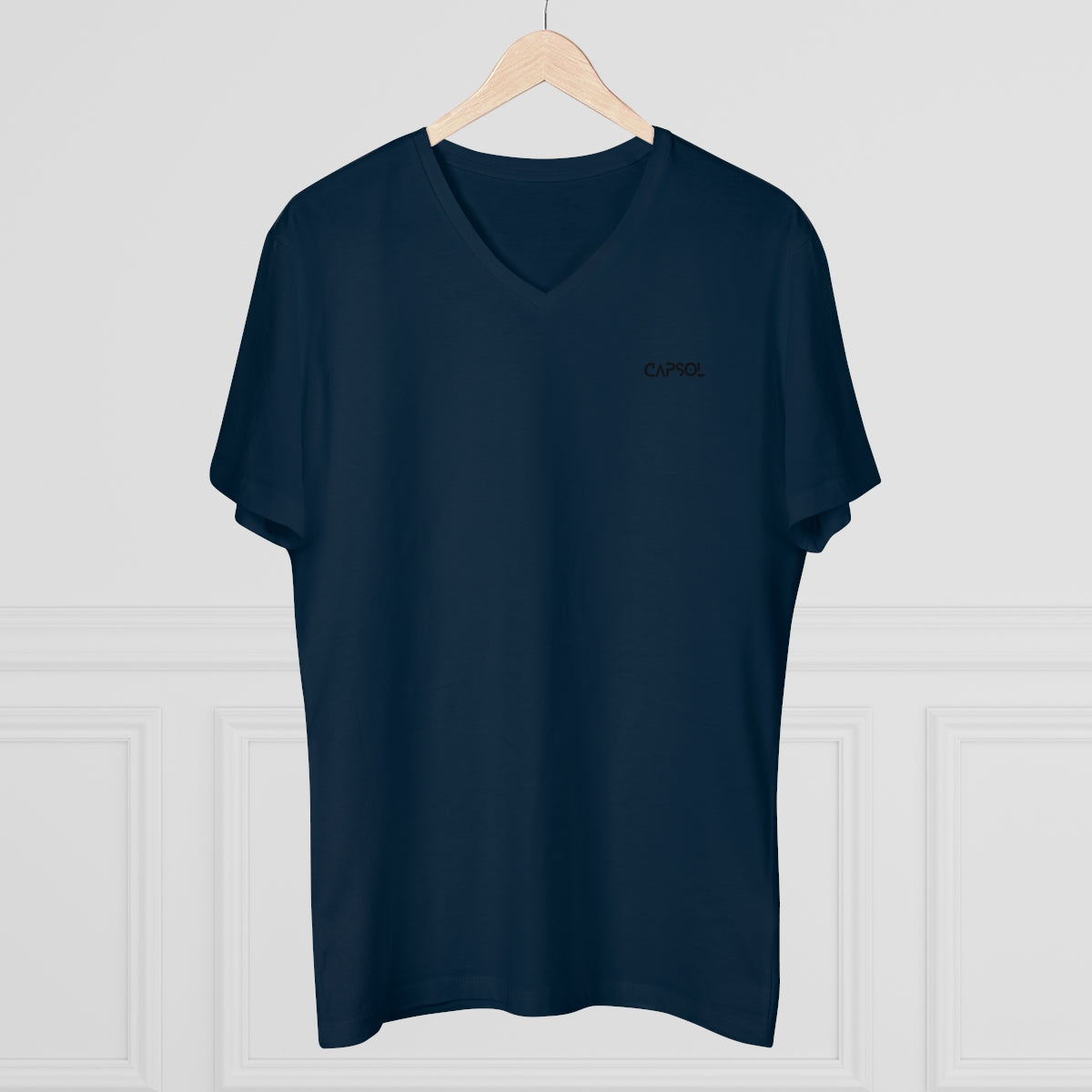 CapSol (front left) - black text - Men’s Presenter V-neck