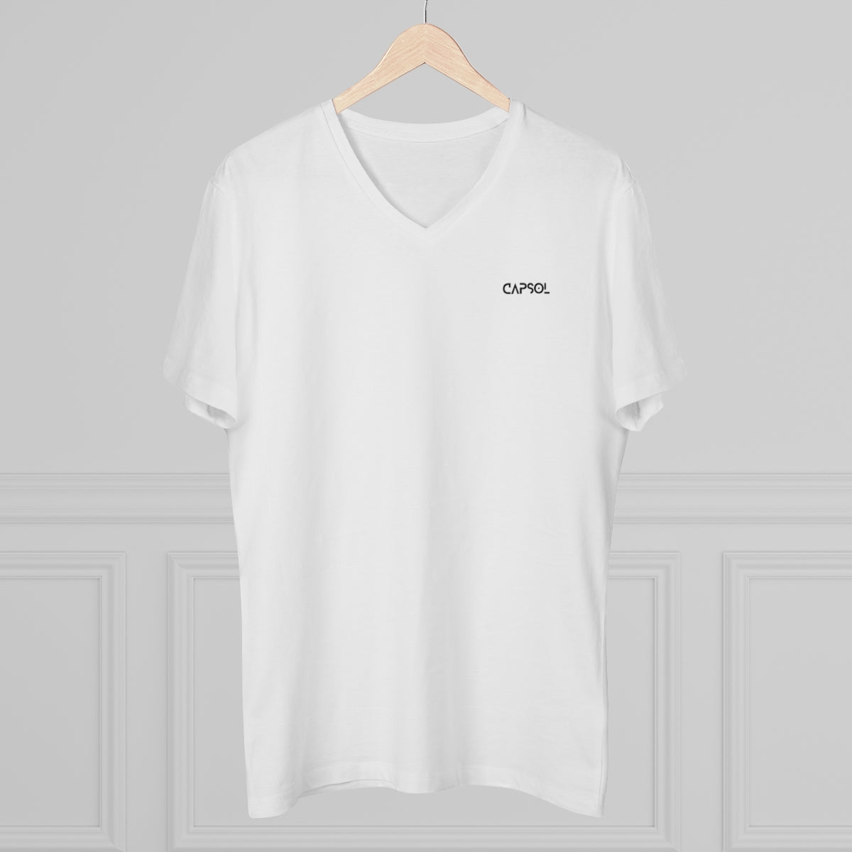 CapSol (front left) - black text - Men’s Presenter V-neck