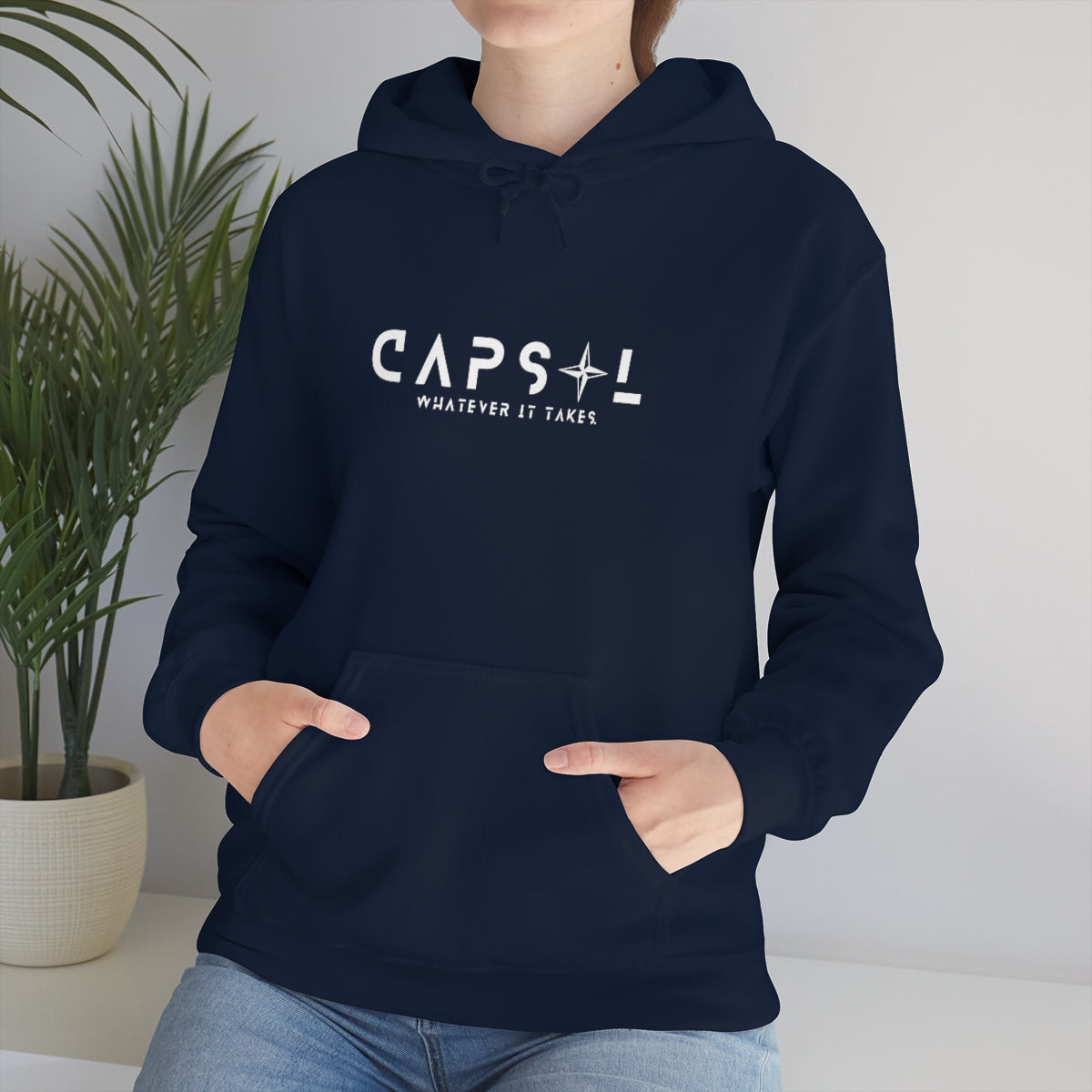 Star - white text - Hooded Sweatshirt