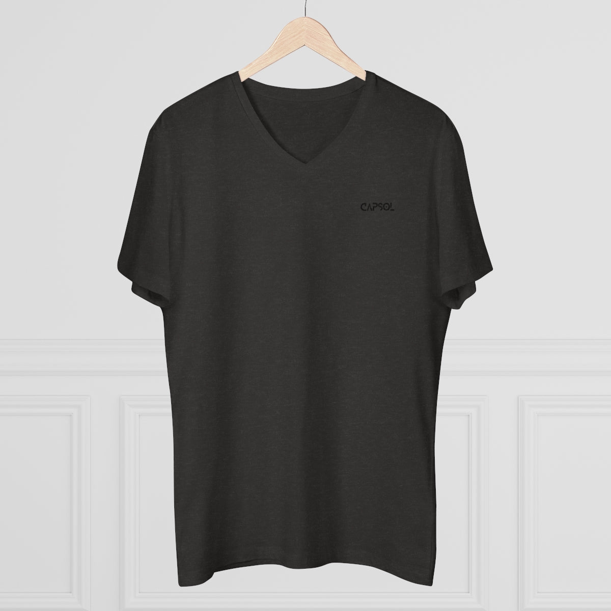 CapSol (front left) - black text - Men’s Presenter V-neck