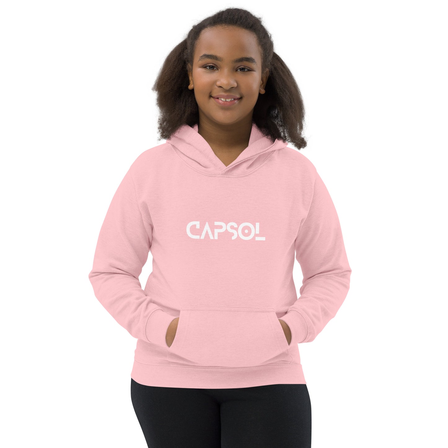 CapSol (front) - white text - Kids Hoodie