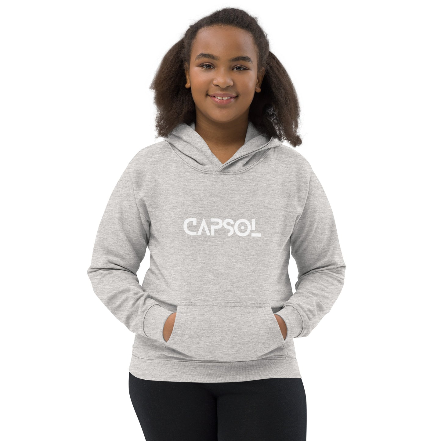 CapSol (front) - white text - Kids Hoodie