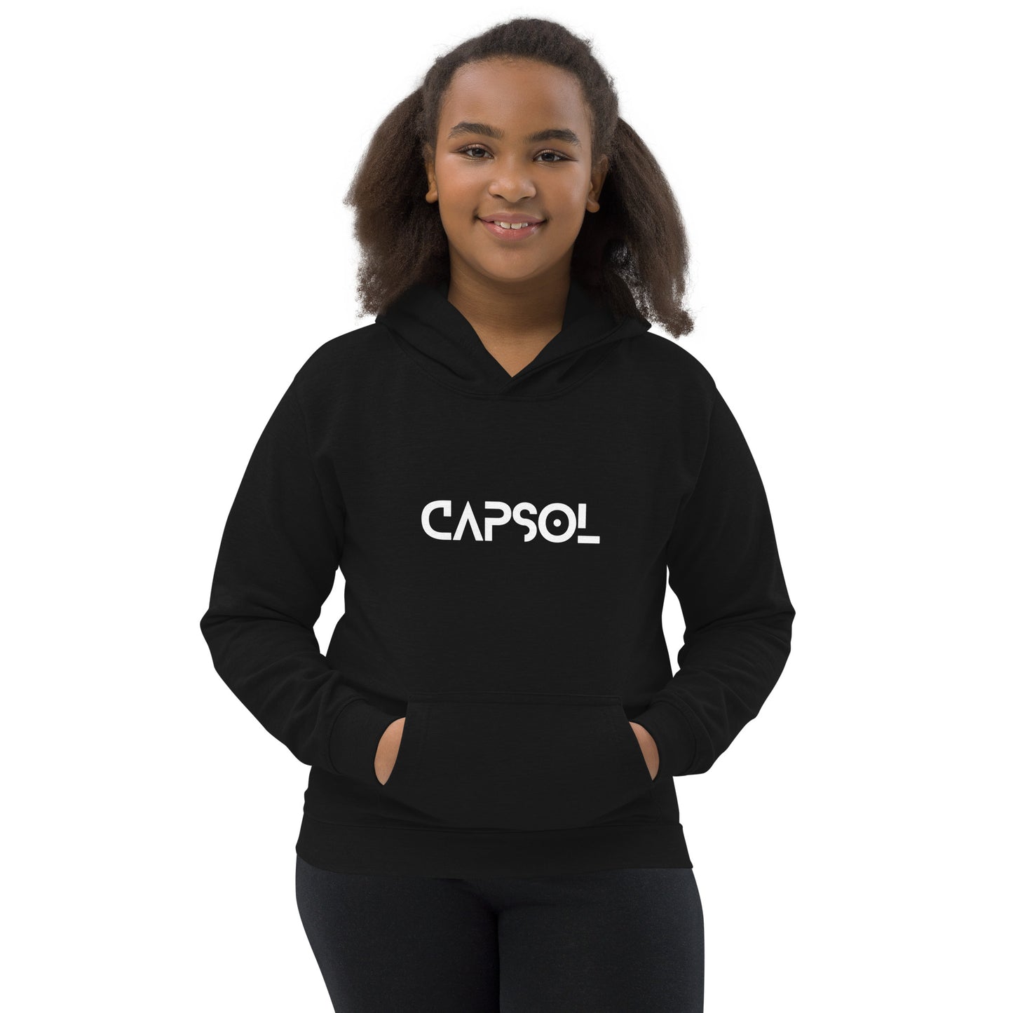 CapSol (front) - white text - Kids Hoodie