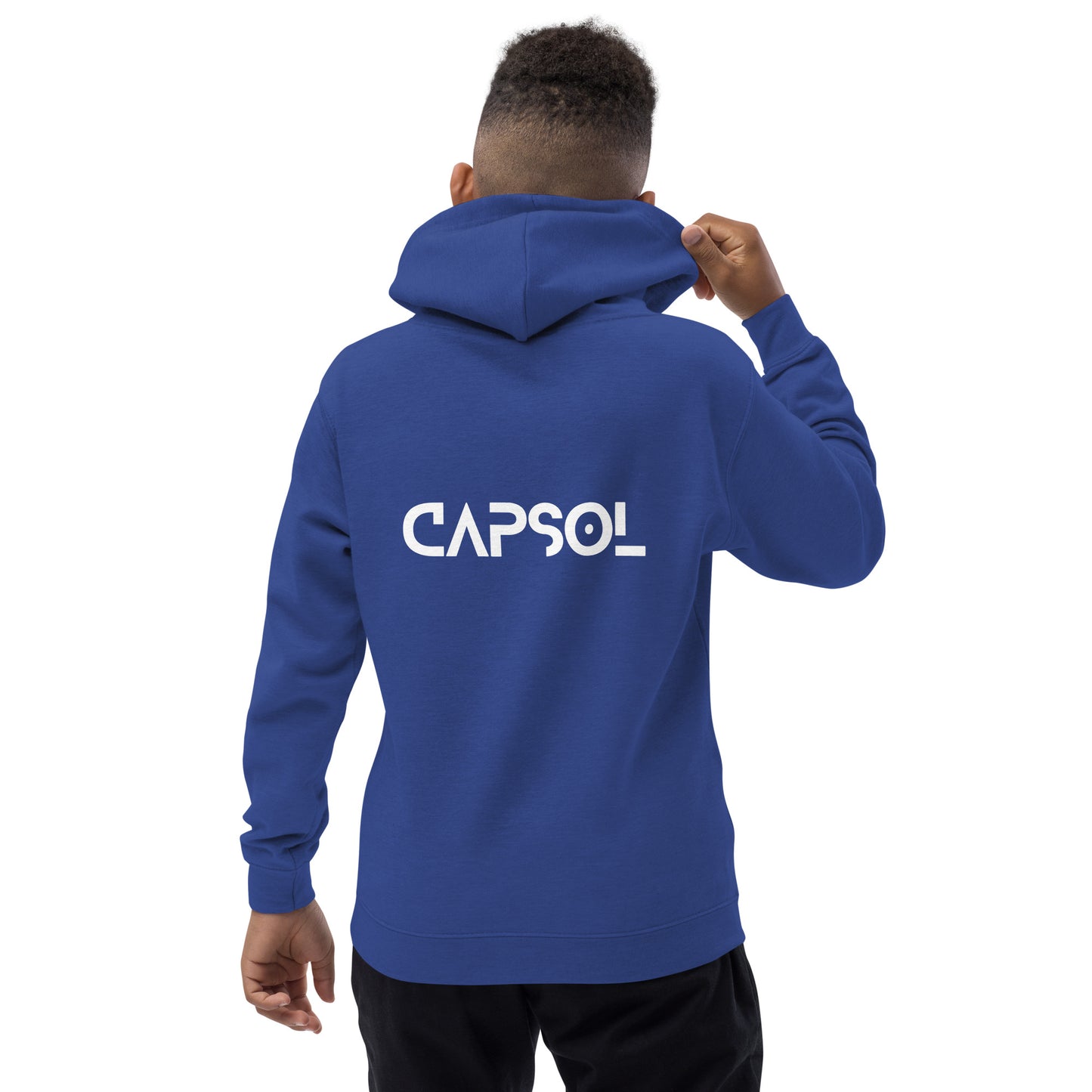 CapSol (back) - white text - Kids Hoodie