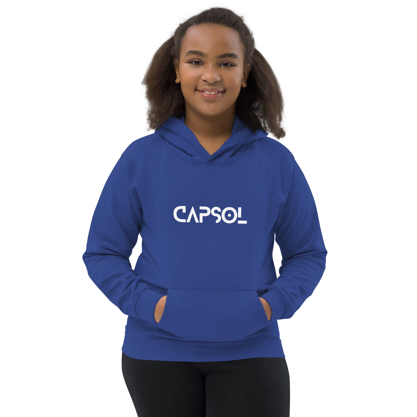 CapSol (front) - white text - Kids Hoodie