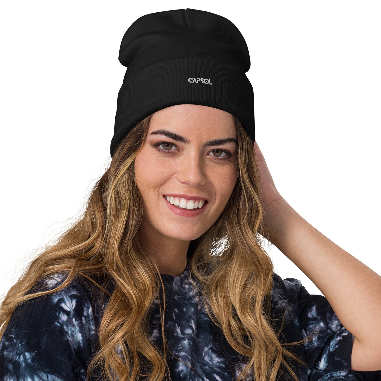 CapSol - white thread - Embroidered Knit Beanie