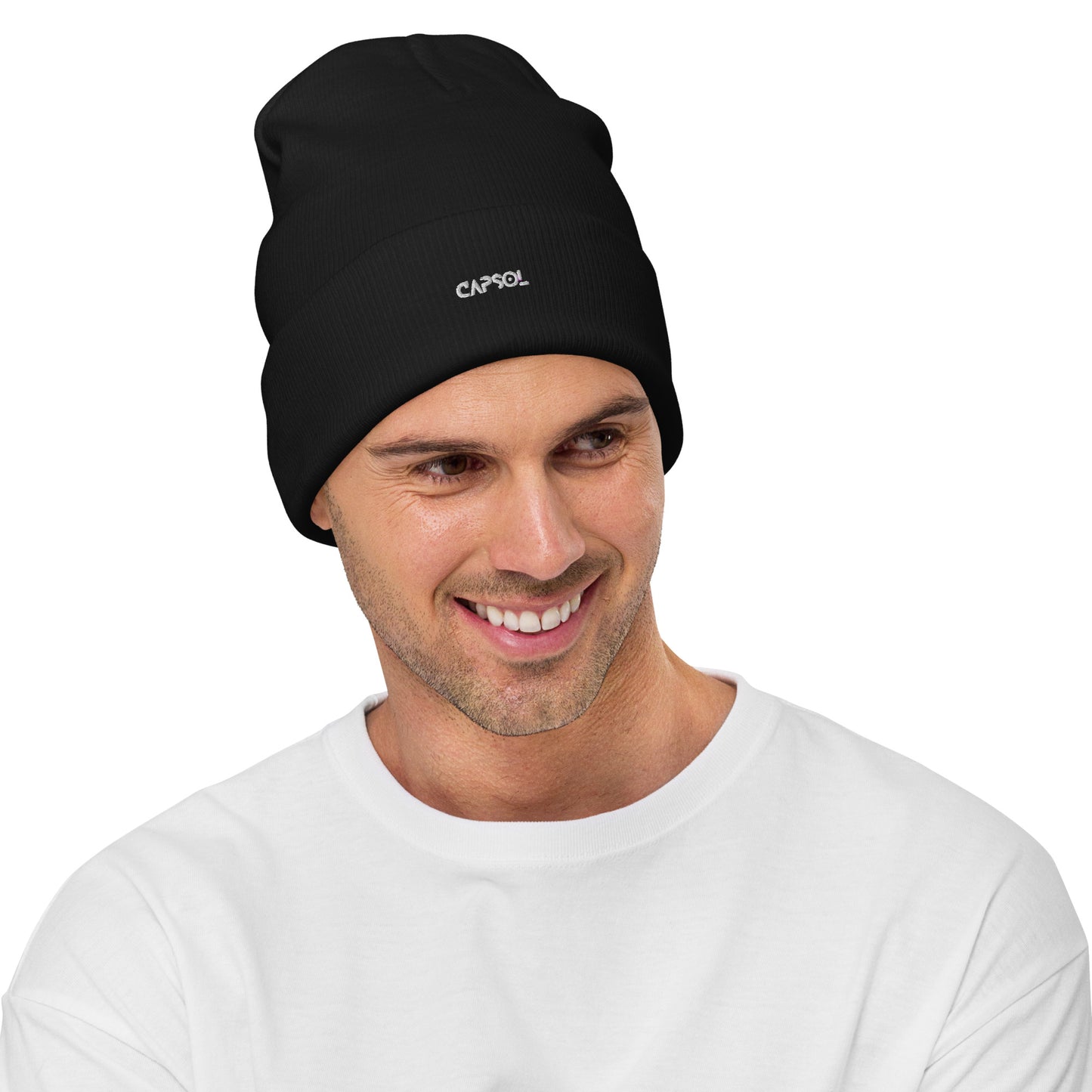 CapSol - white thread - Embroidered Knit Beanie