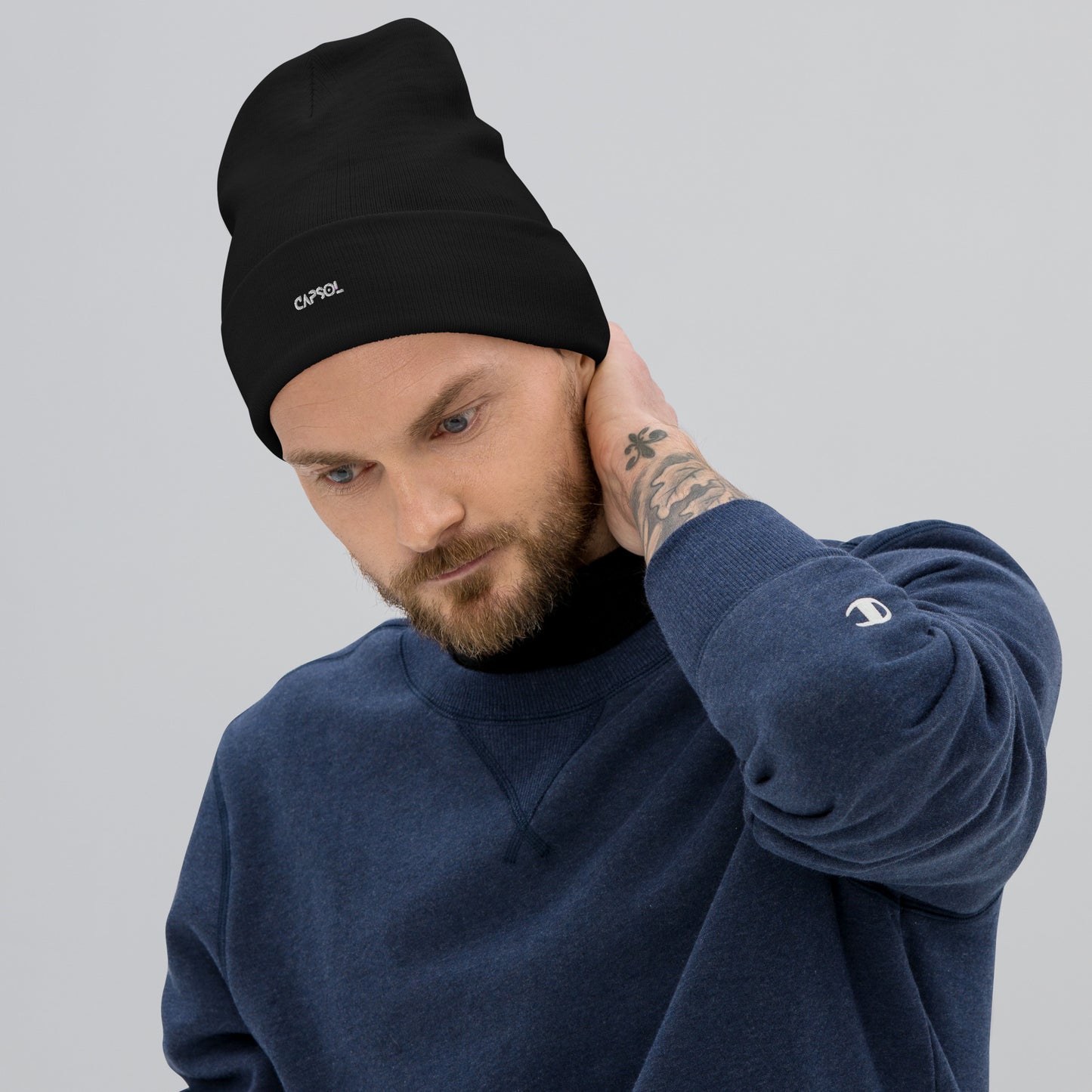 CapSol - white thread - Embroidered Knit Beanie