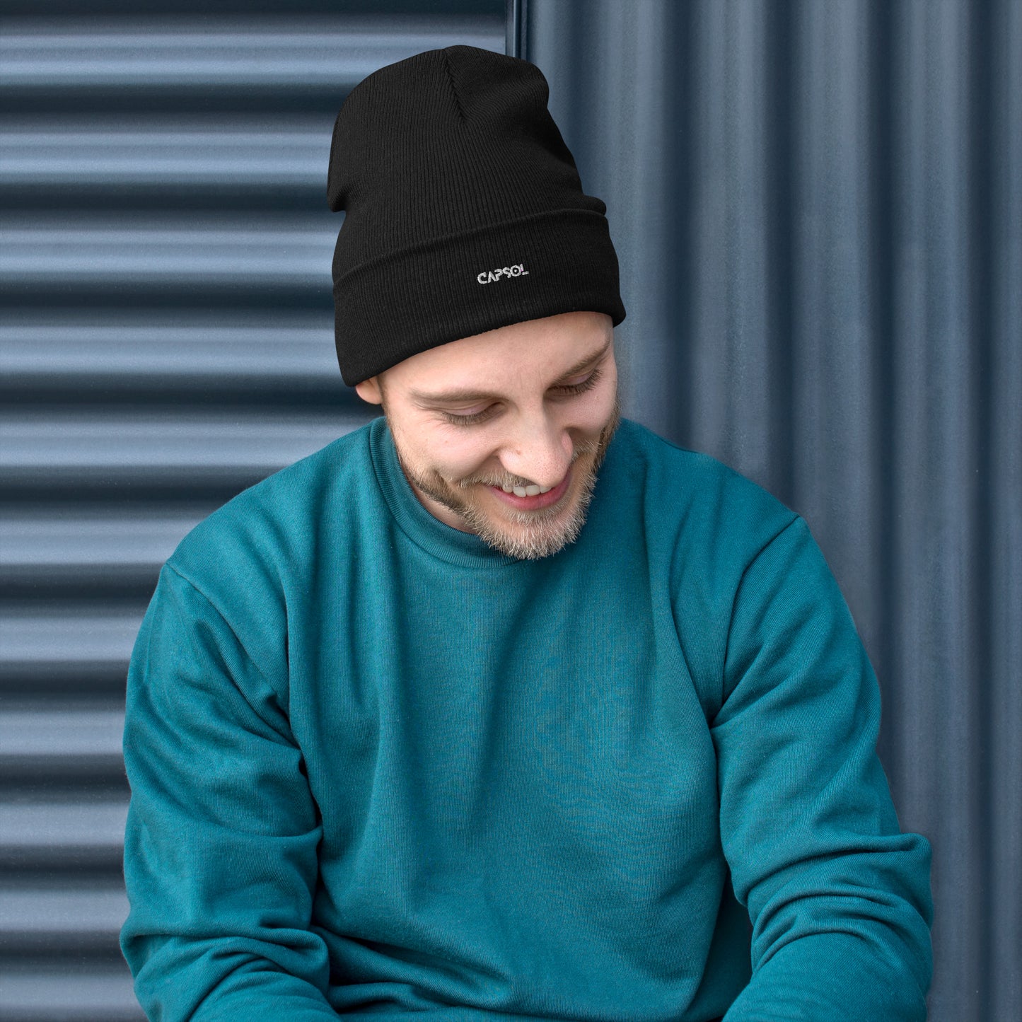 CapSol - white thread - Embroidered Knit Beanie