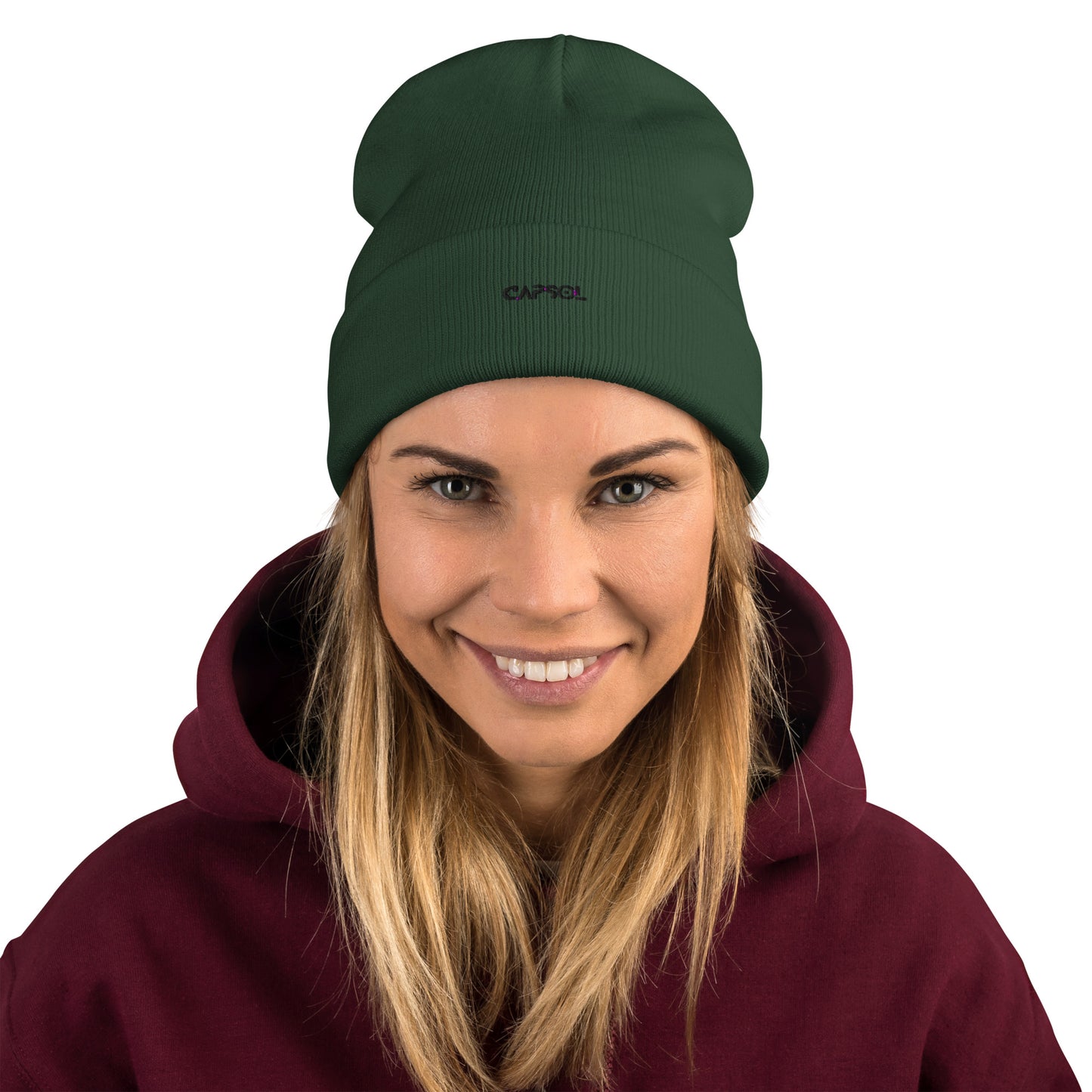 CapSol - black thread - Embroidered Knit Beanie