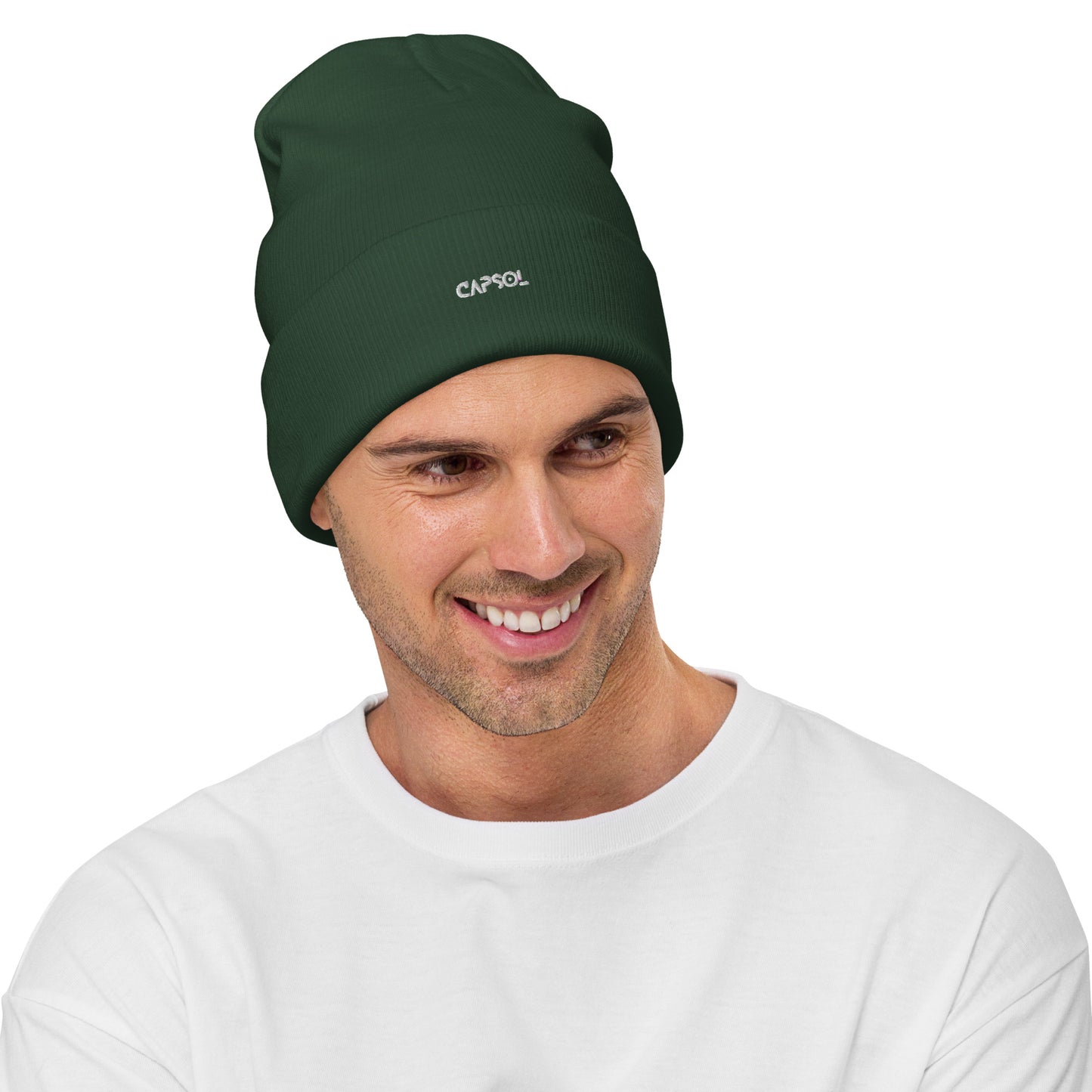 CapSol - white thread - Embroidered Knit Beanie