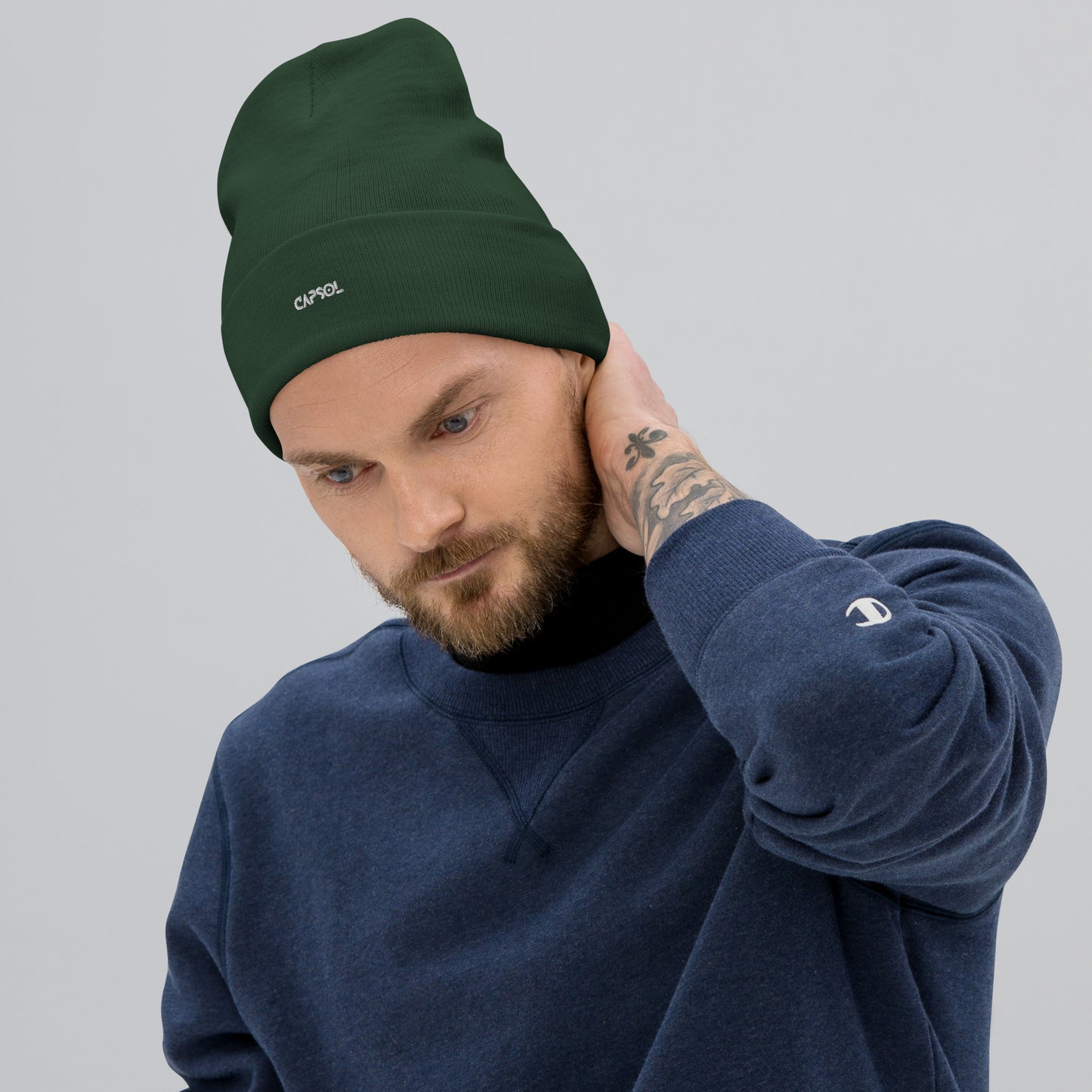 CapSol - white thread - Embroidered Knit Beanie