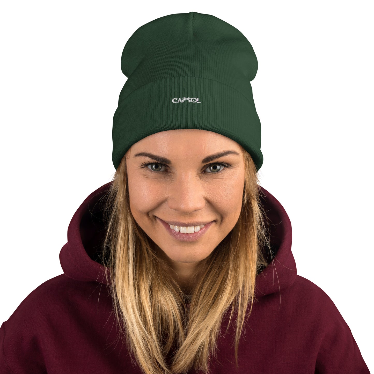 CapSol - white thread - Embroidered Knit Beanie