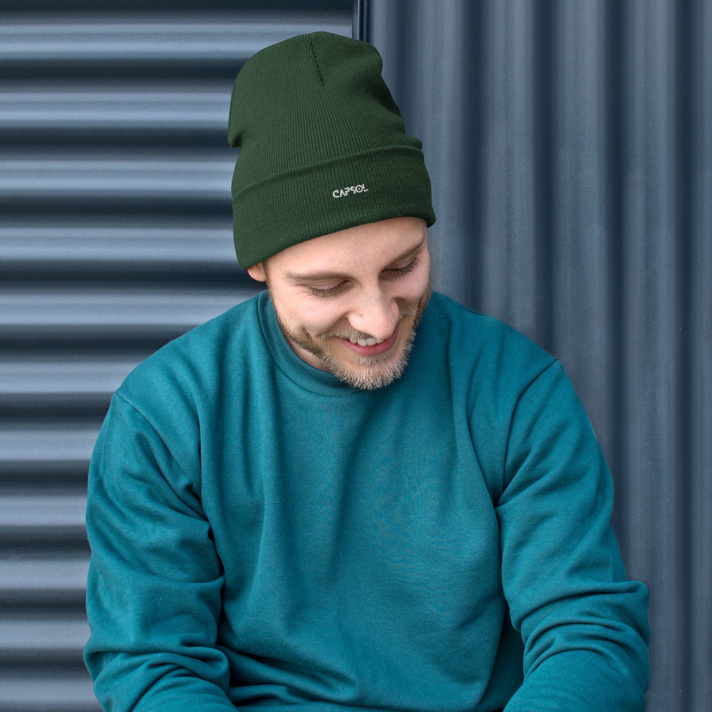 CapSol - white thread - Embroidered Knit Beanie