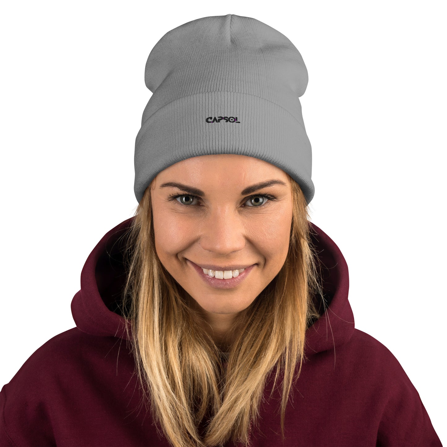 CapSol - black thread - Embroidered Knit Beanie