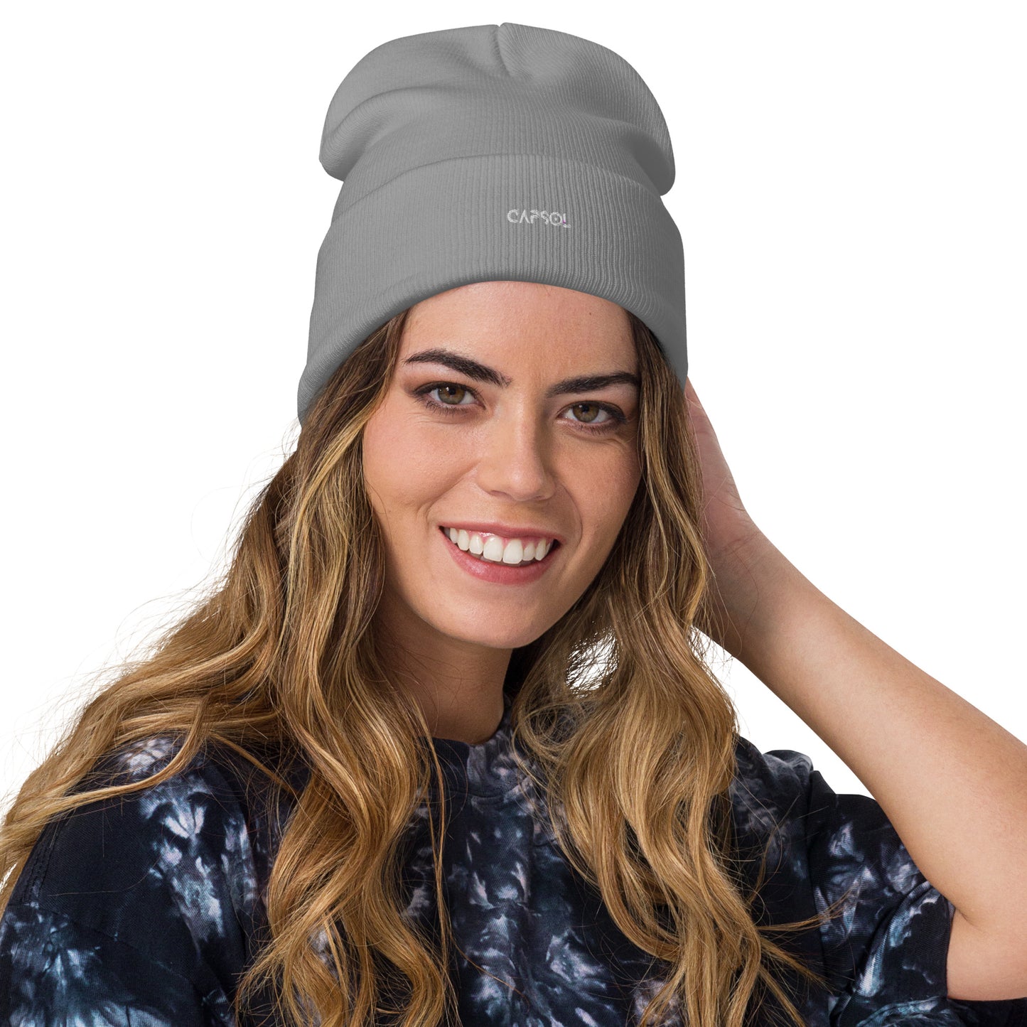 CapSol - white thread - Embroidered Knit Beanie