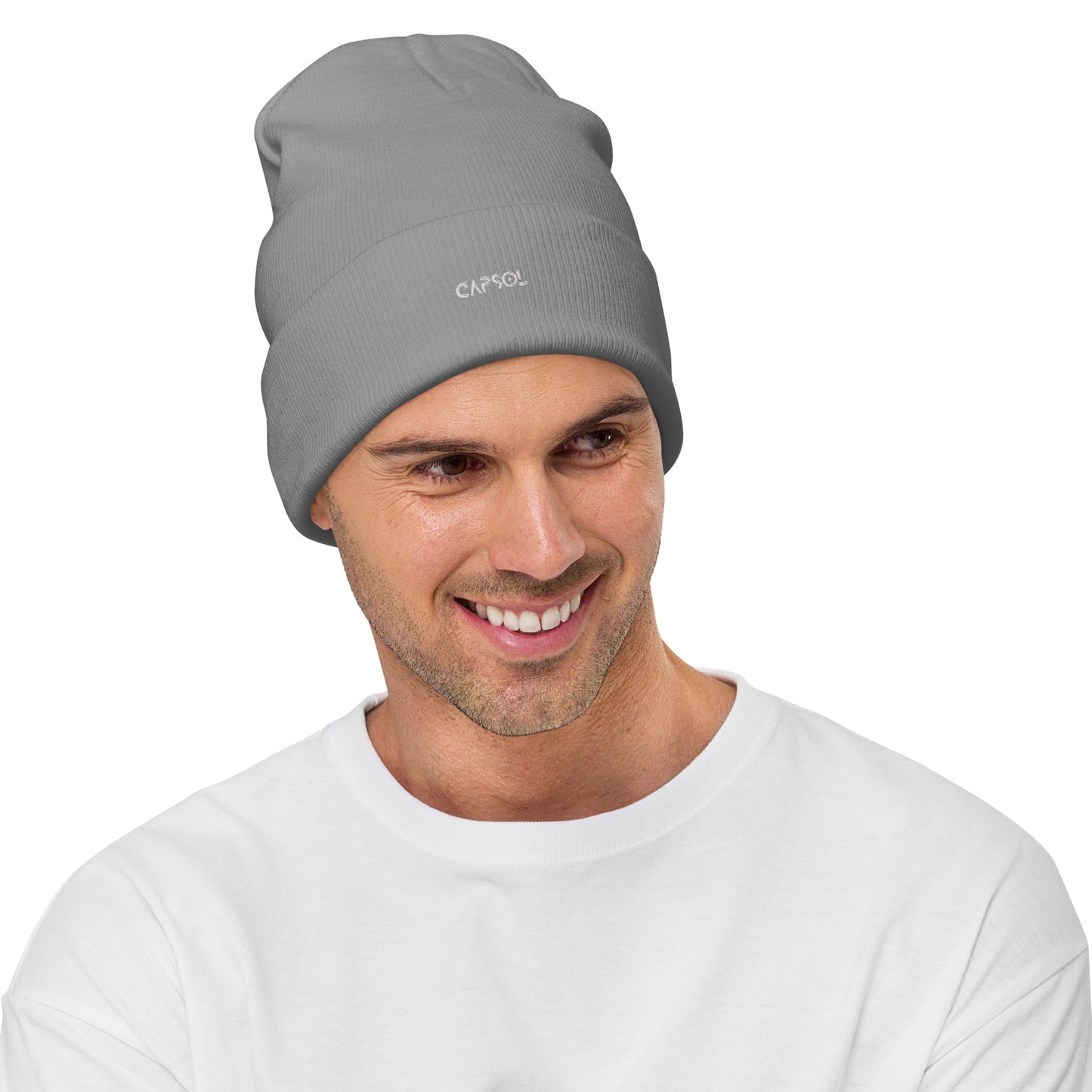 CapSol - white thread - Embroidered Knit Beanie