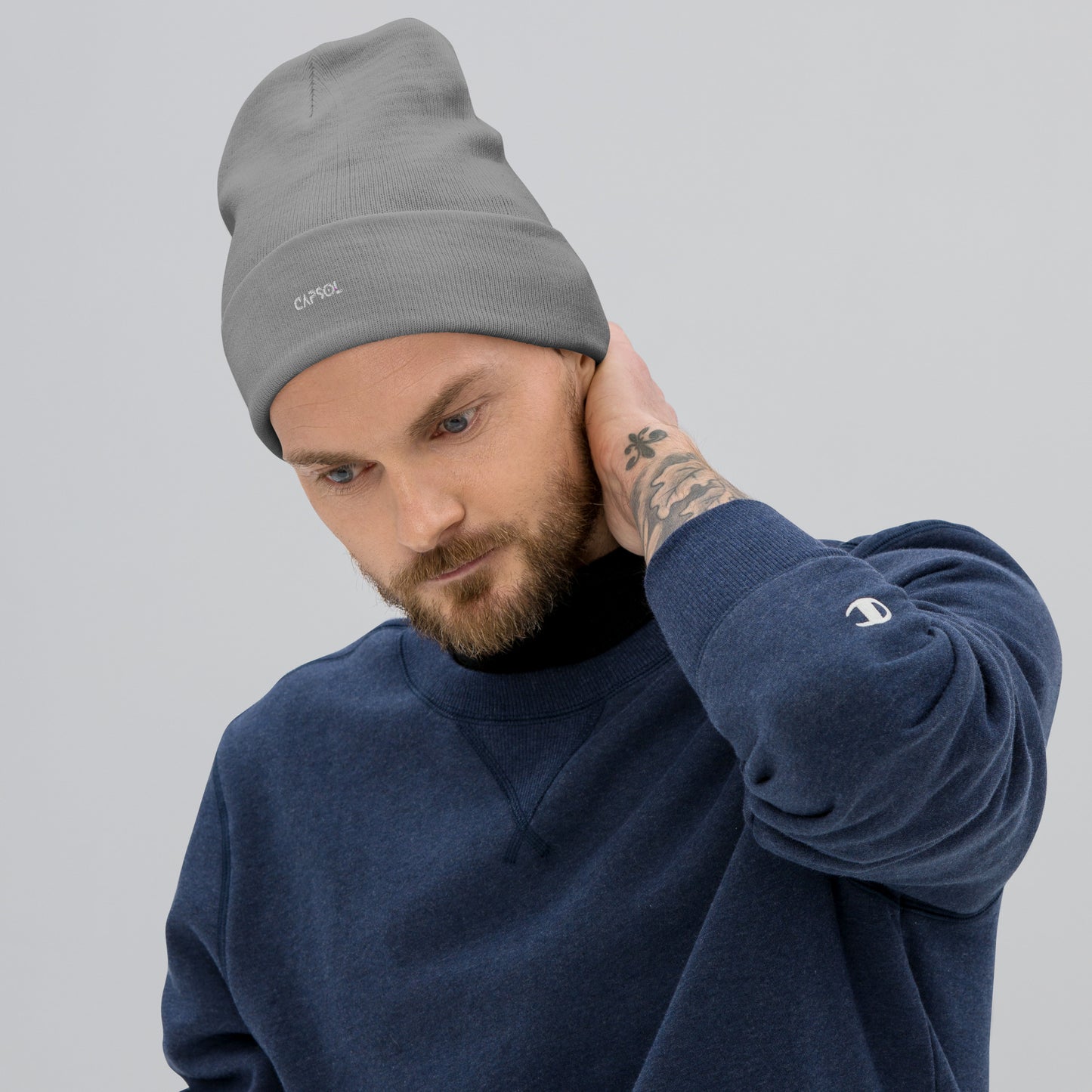 CapSol - white thread - Embroidered Knit Beanie