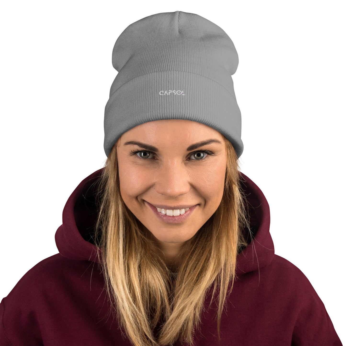 CapSol - white thread - Embroidered Knit Beanie