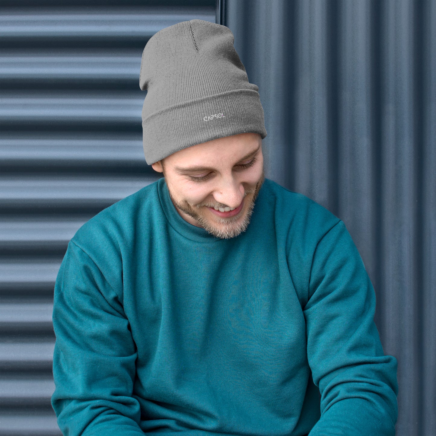 CapSol - white thread - Embroidered Knit Beanie