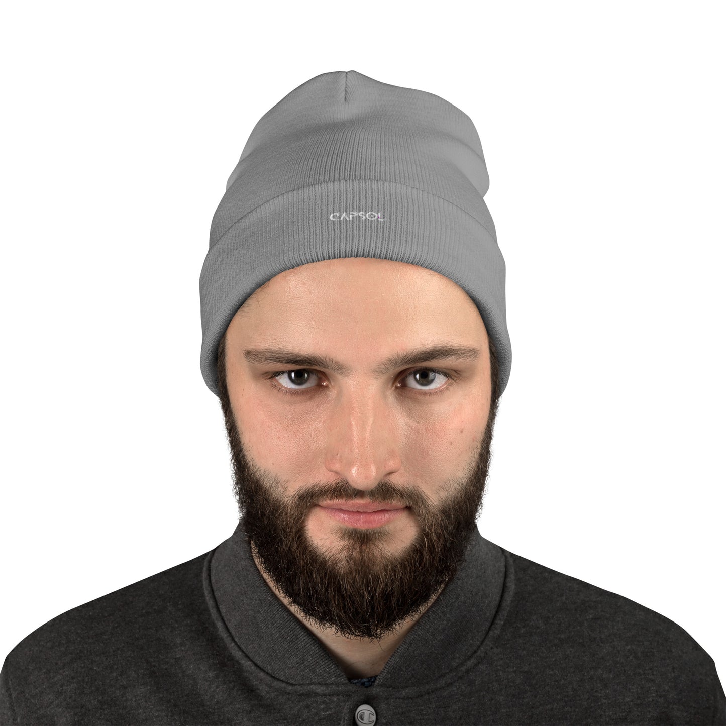 CapSol - white thread - Embroidered Knit Beanie