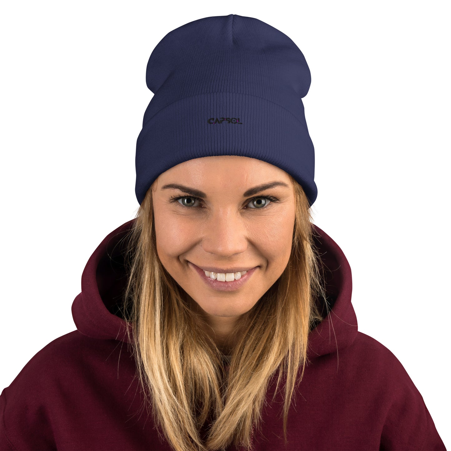 CapSol - black thread - Embroidered Knit Beanie