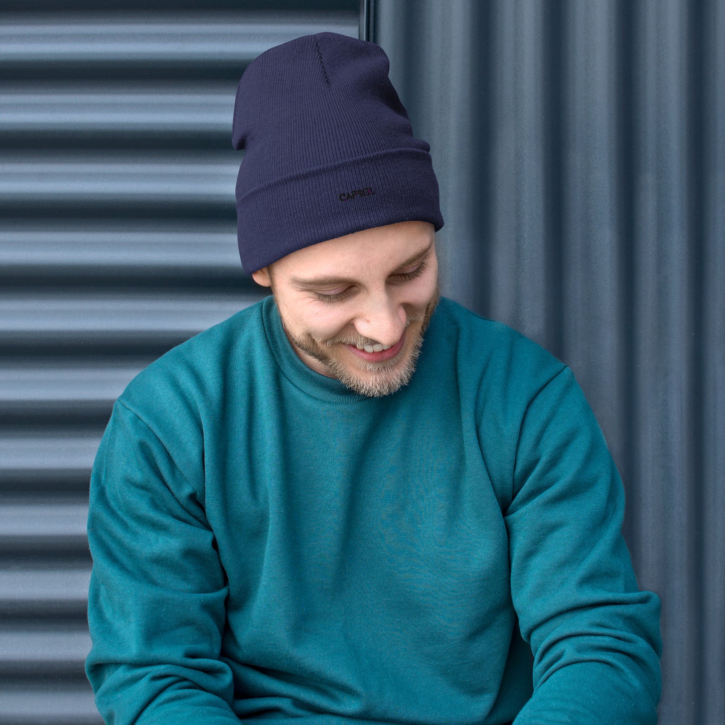 CapSol - black thread - Embroidered Knit Beanie