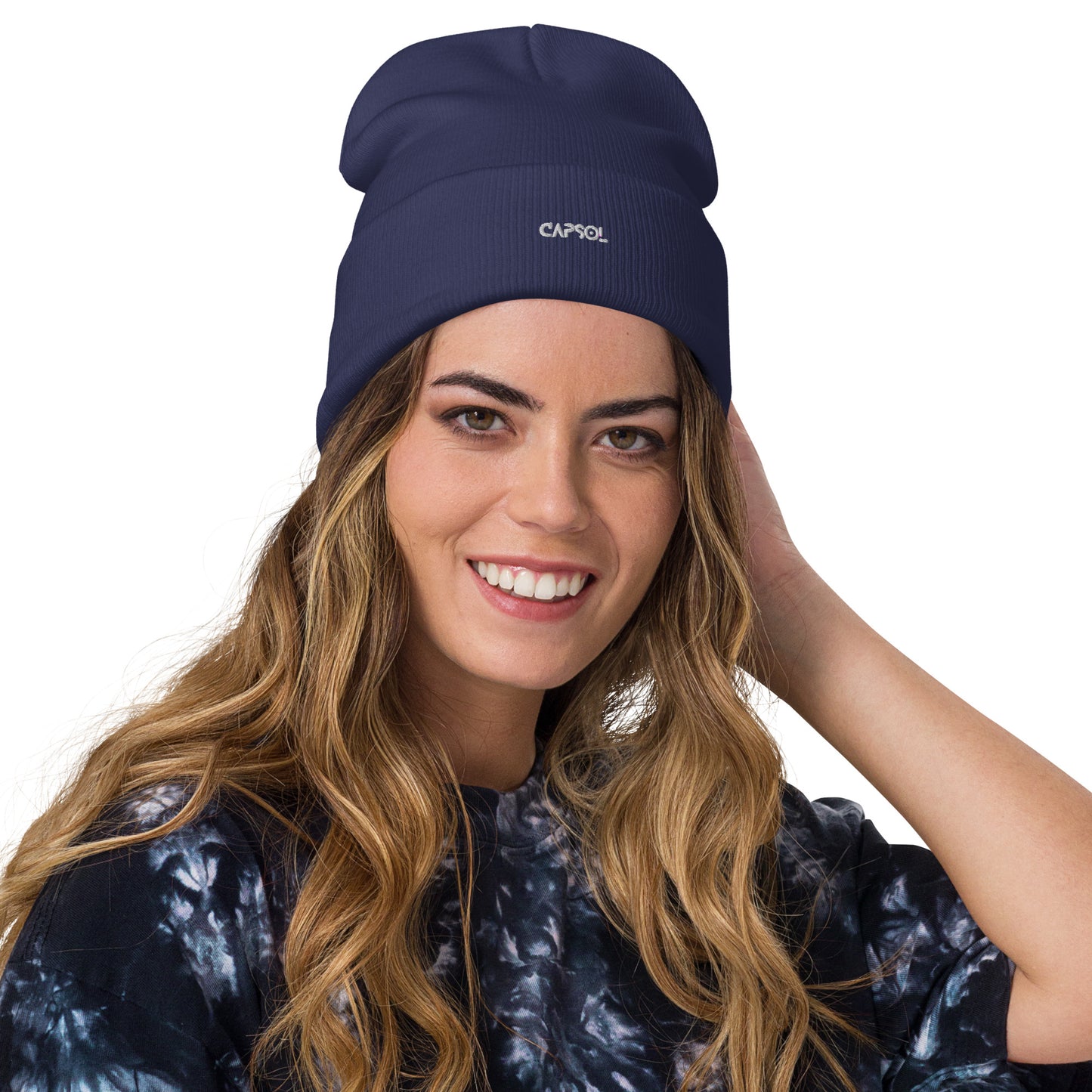 CapSol - white thread - Embroidered Knit Beanie