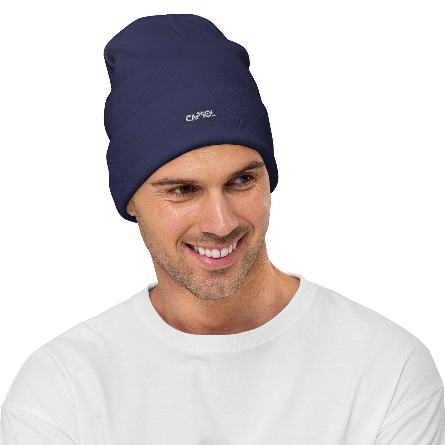 CapSol - white thread - Embroidered Knit Beanie