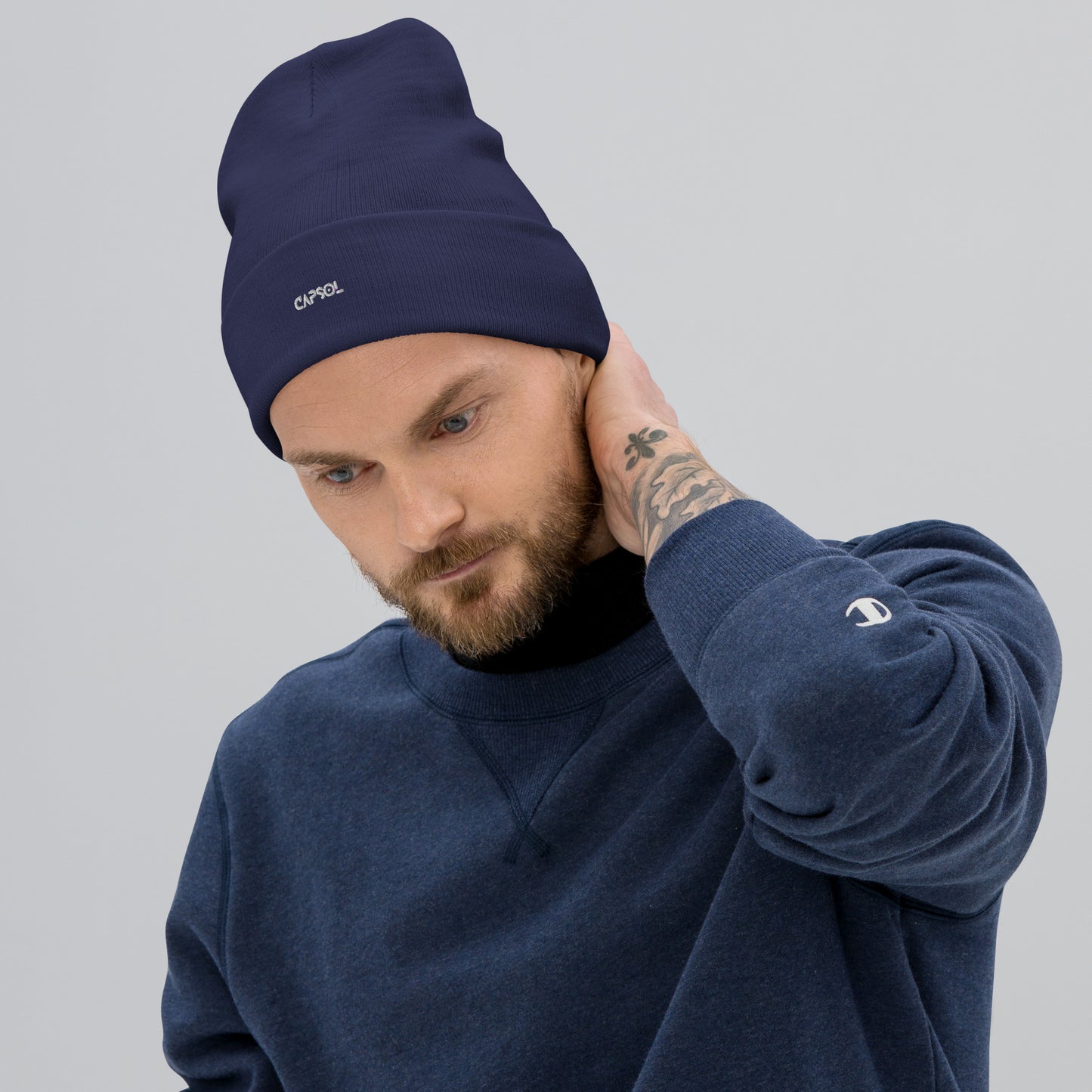 CapSol - white thread - Embroidered Knit Beanie