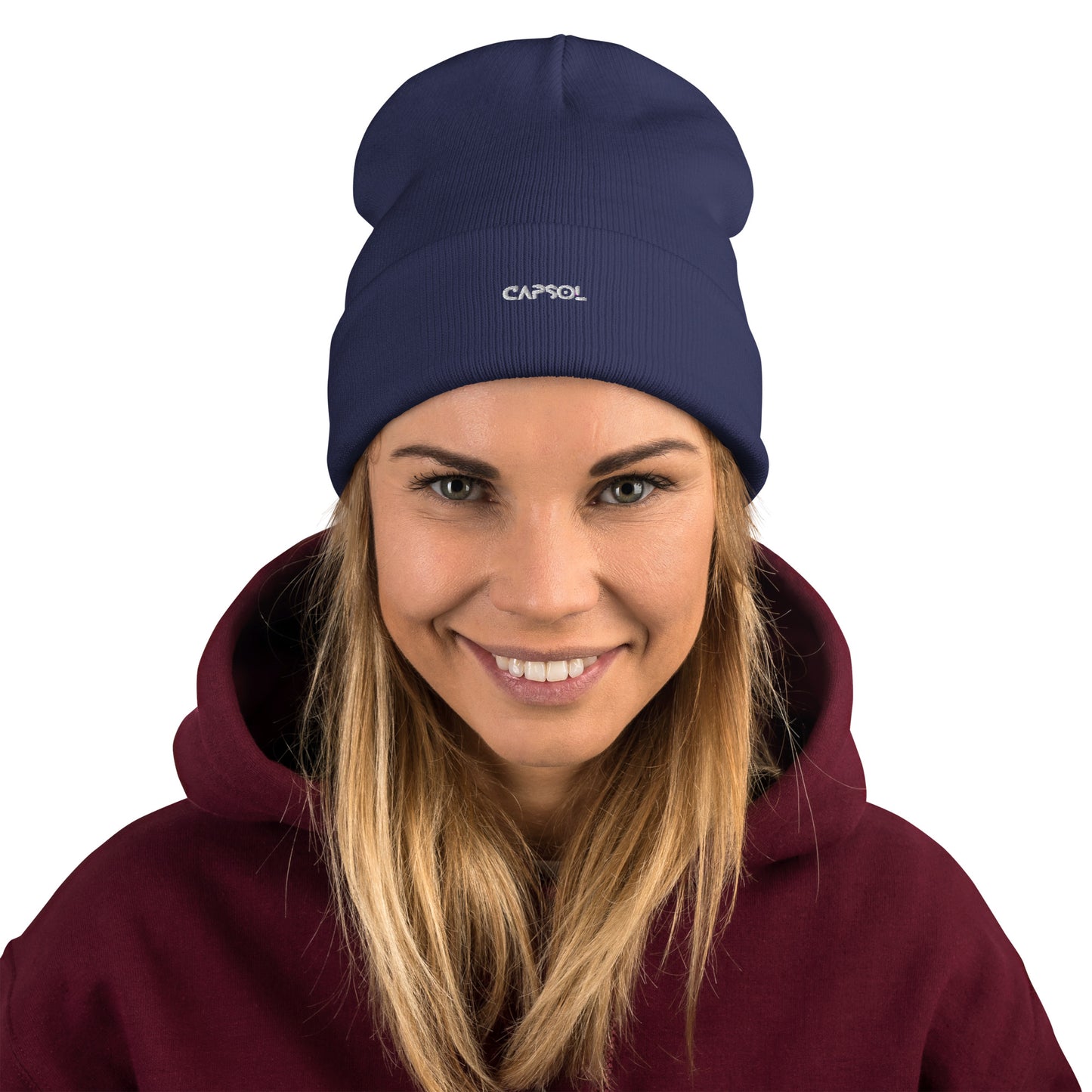 CapSol - white thread - Embroidered Knit Beanie