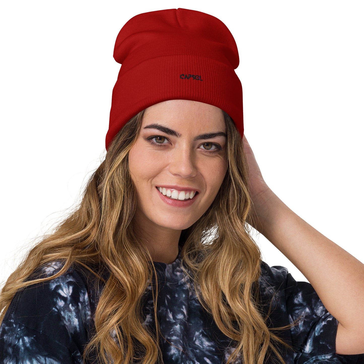 CapSol - black thread - Embroidered Knit Beanie