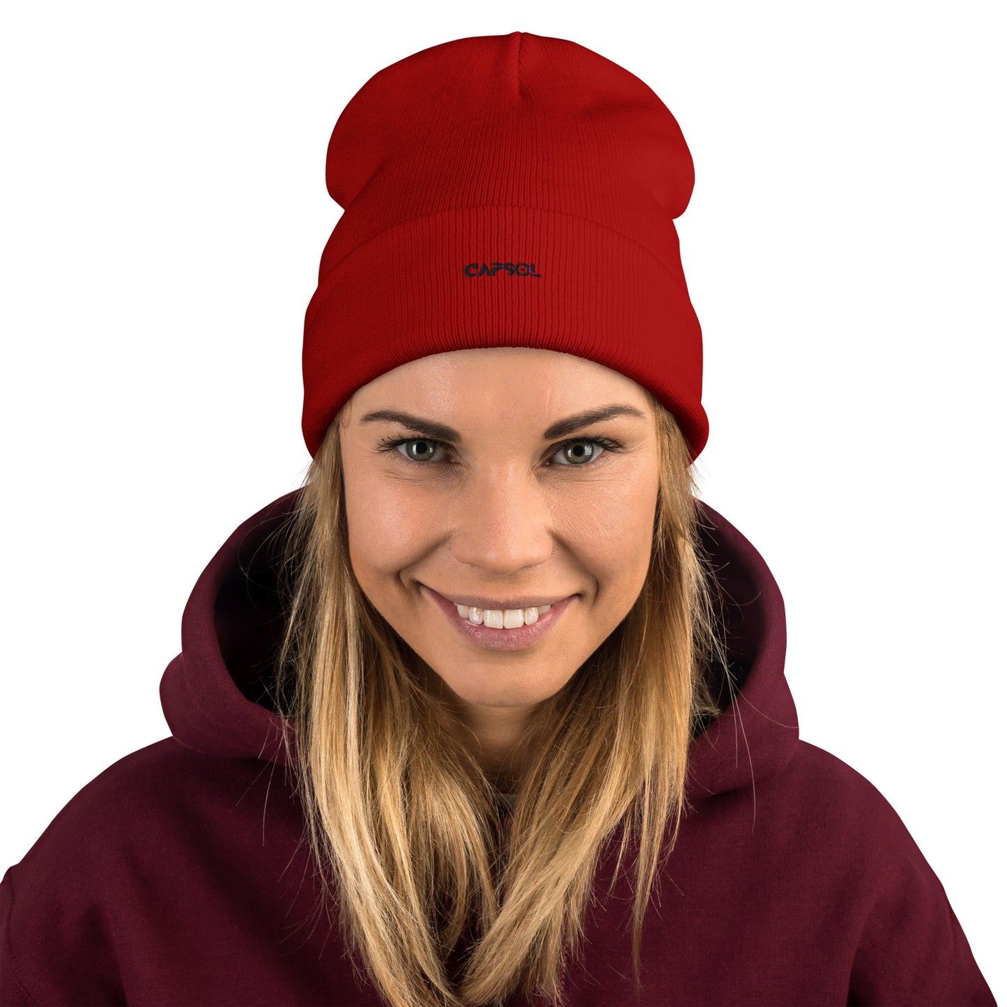CapSol - black thread - Embroidered Knit Beanie