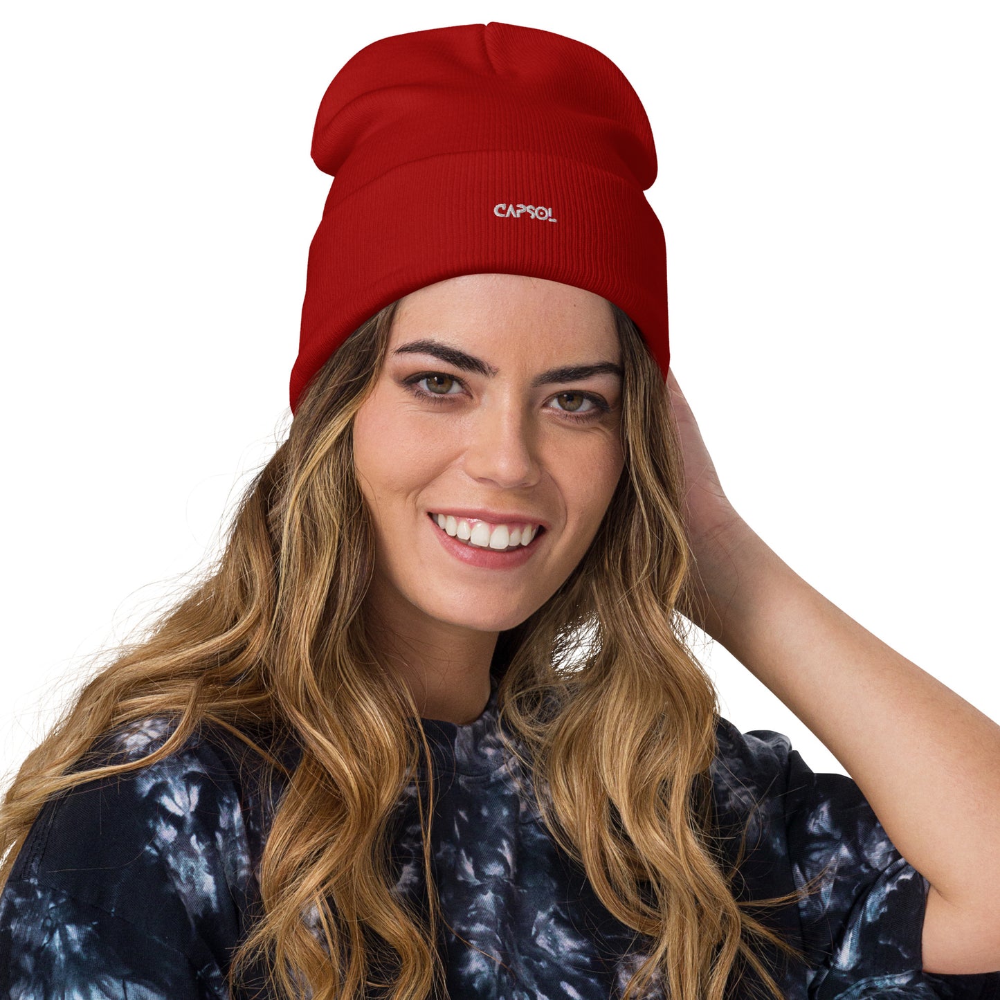CapSol - white thread - Embroidered Knit Beanie